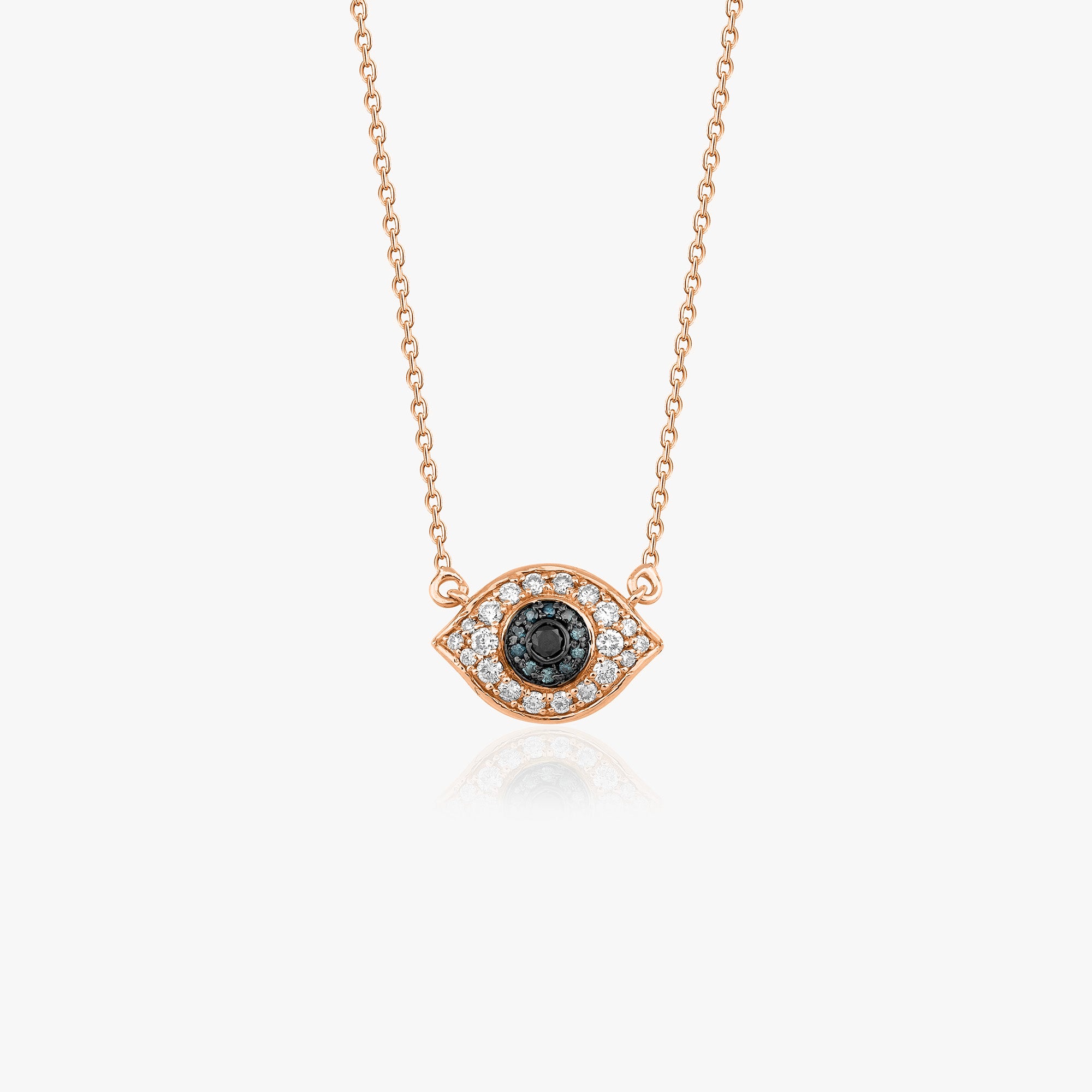 Multicolor Diamond Evil Eye Necklace in 14K Gold