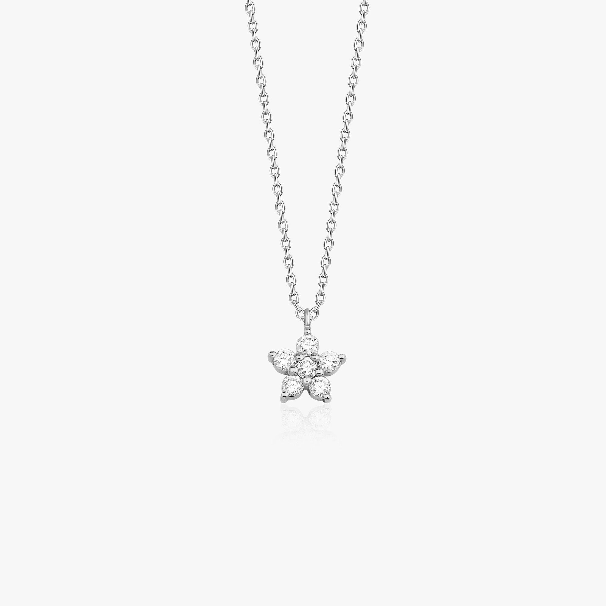 Diamond Flower Necklace Available in 14K and 18K Gold