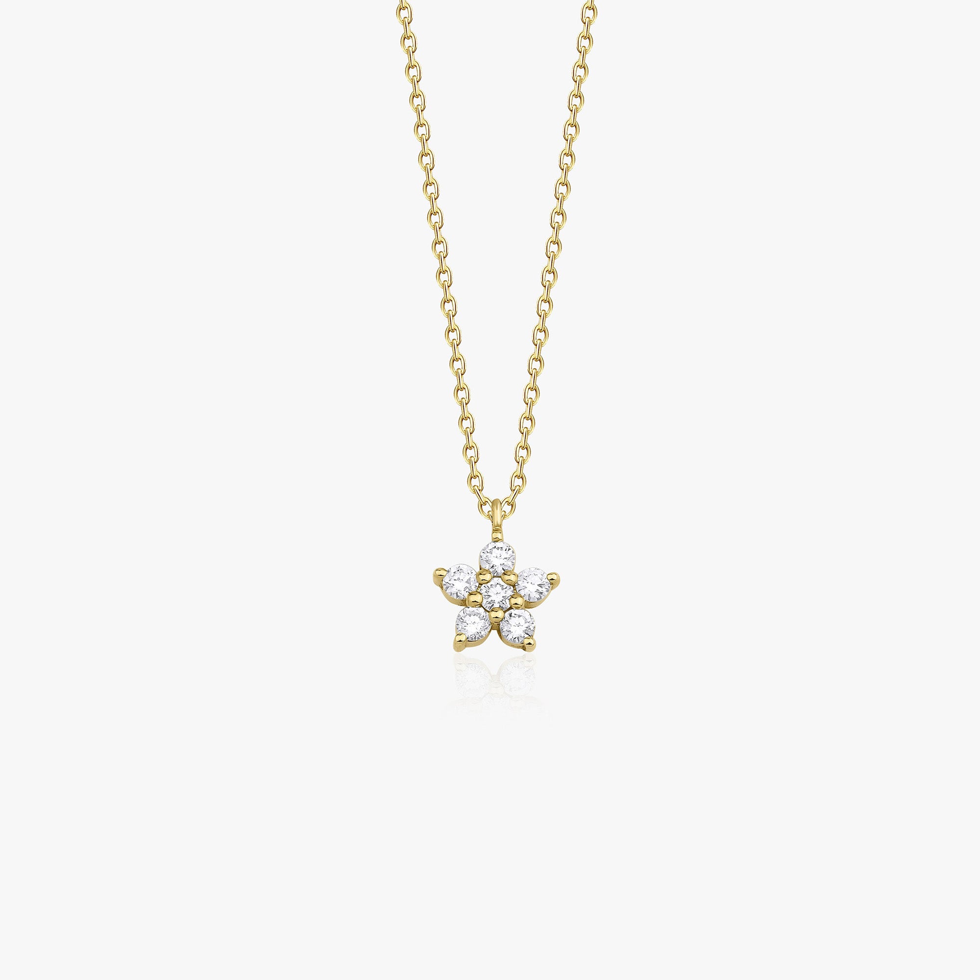 Diamond Flower Necklace Available in 14K and 18K Gold