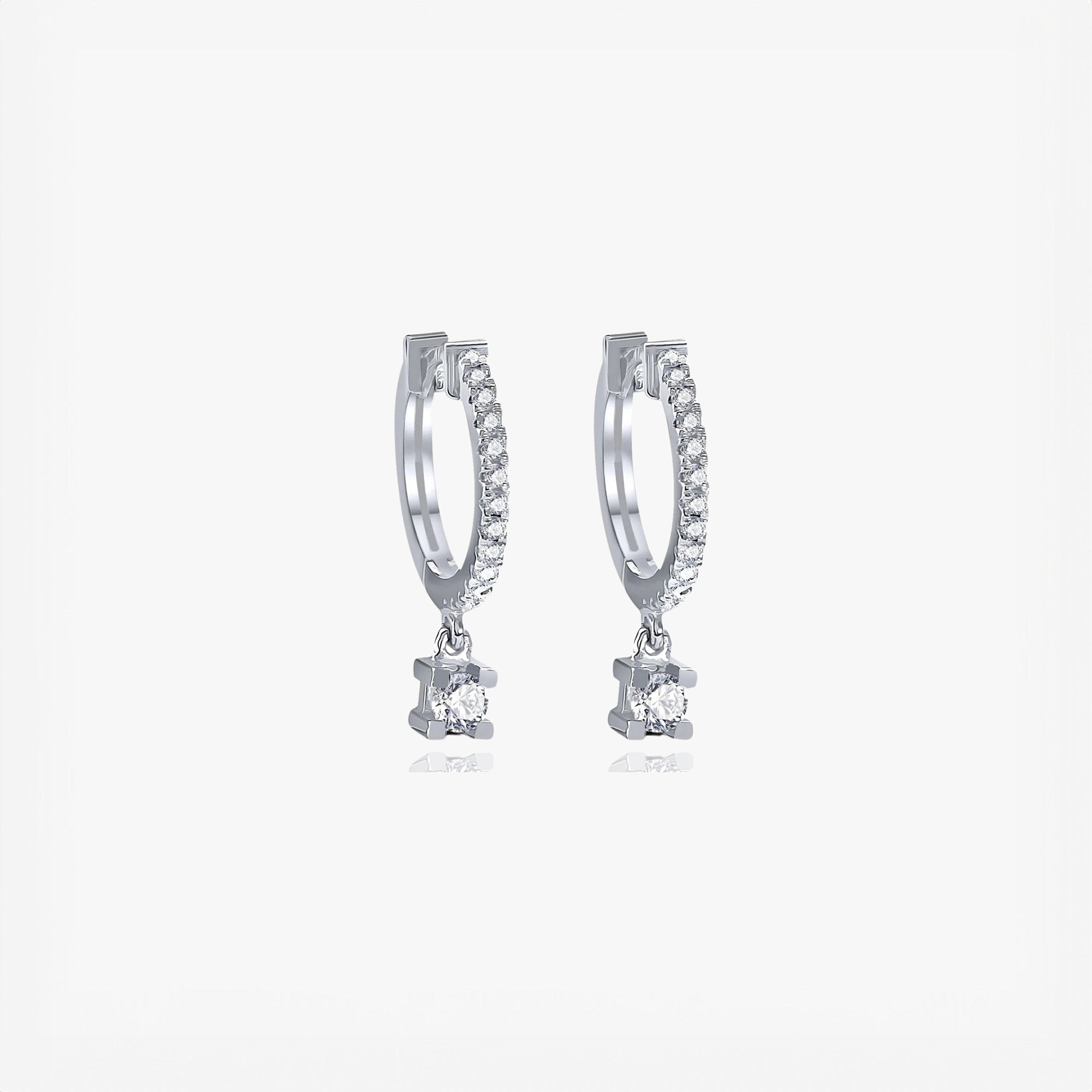 Diamond Dangle Hoops in 14K Gold