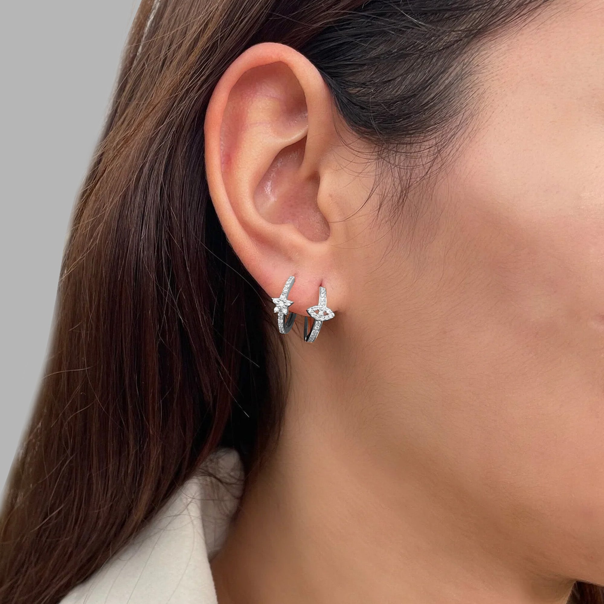 Diamond Eye Hoops in 14K Gold