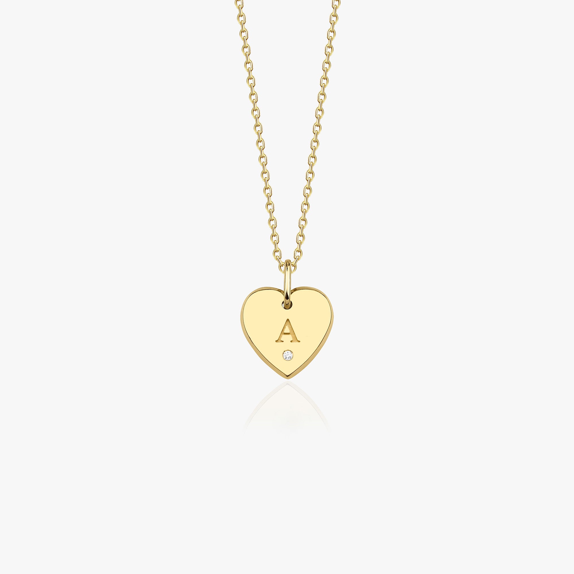 Birthstone Initial Heart Necklace in 14K Gold