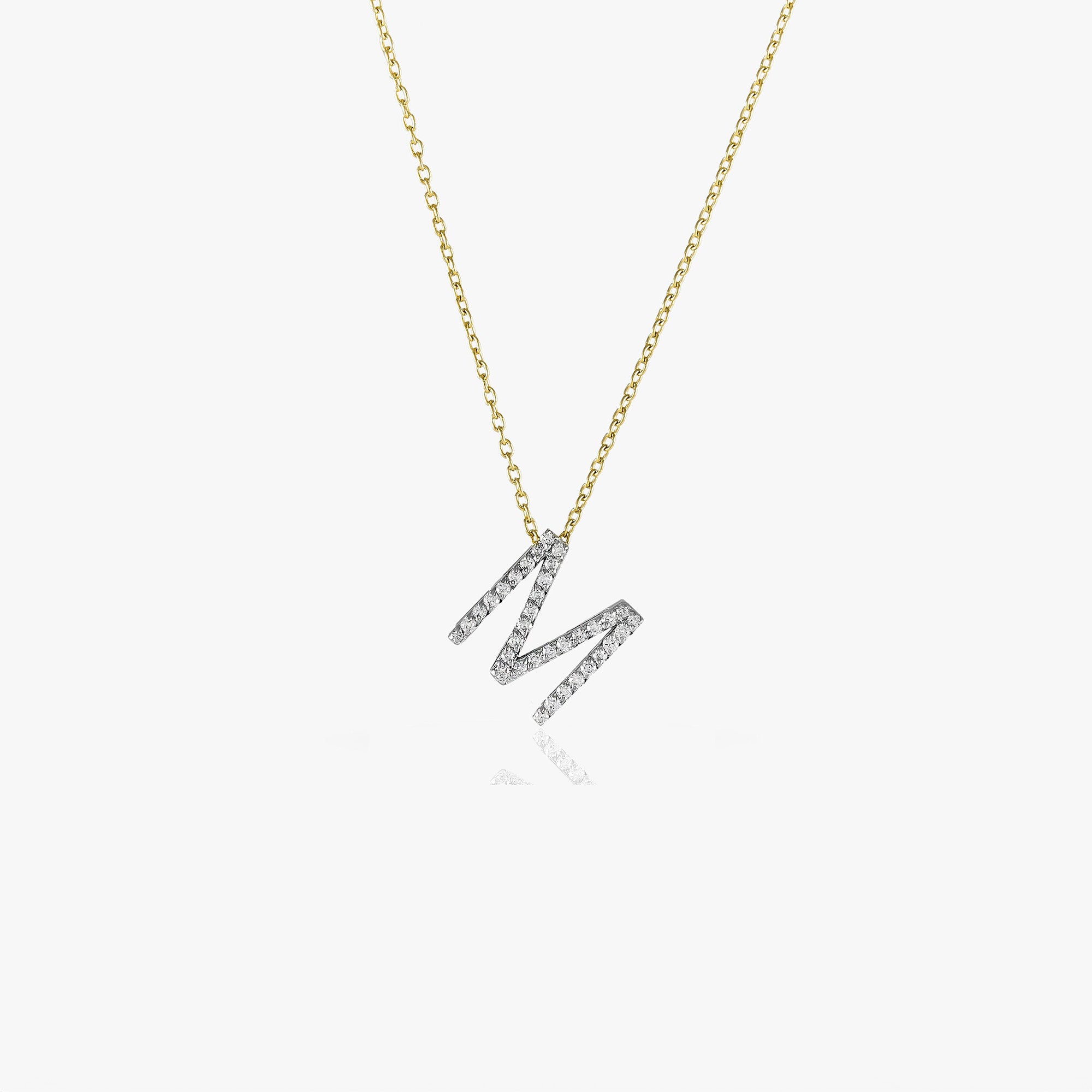 Diamond 3D Initial Necklace in 14K Gold