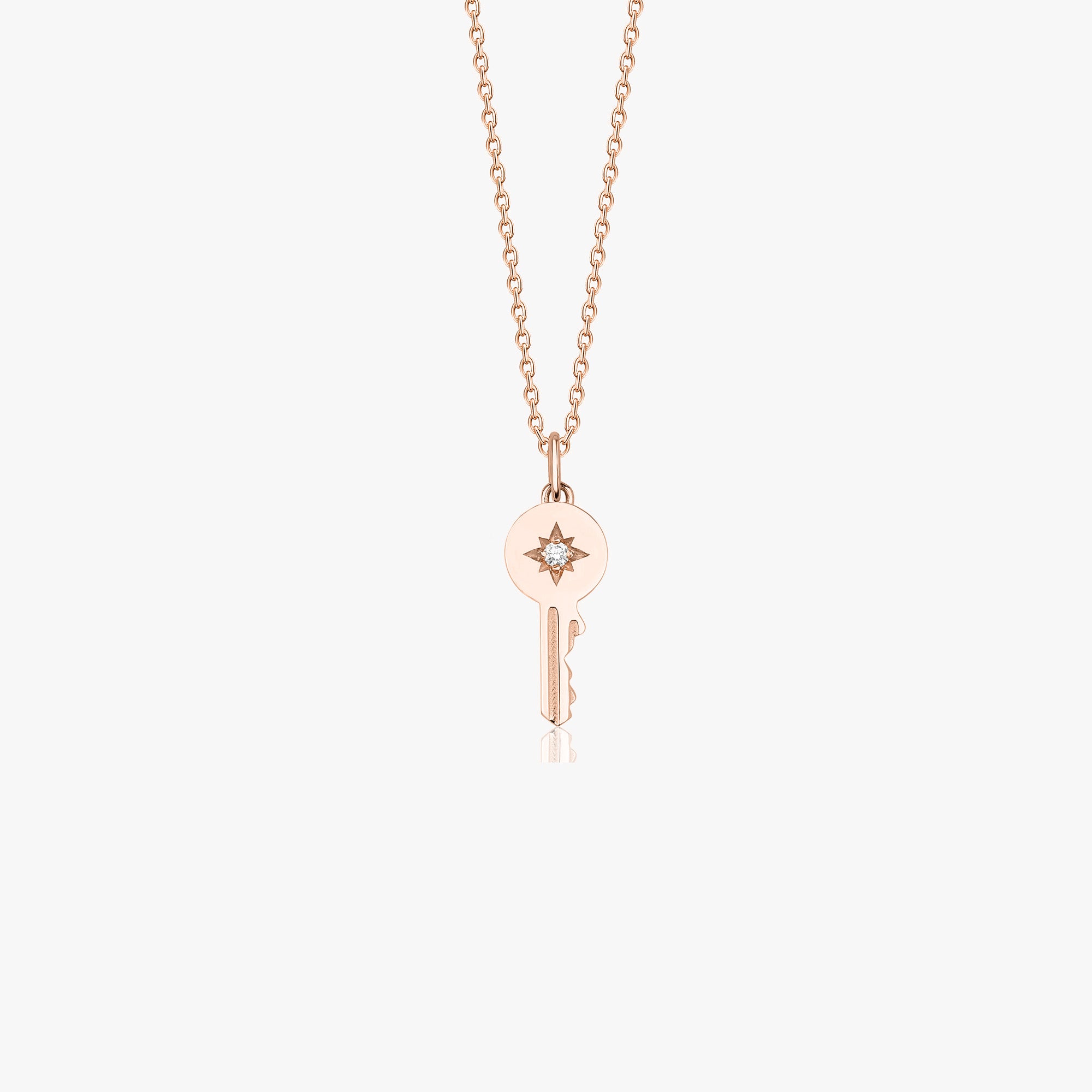 Itty Bitty Tiny Diamond Key Necklace in 14K Gold