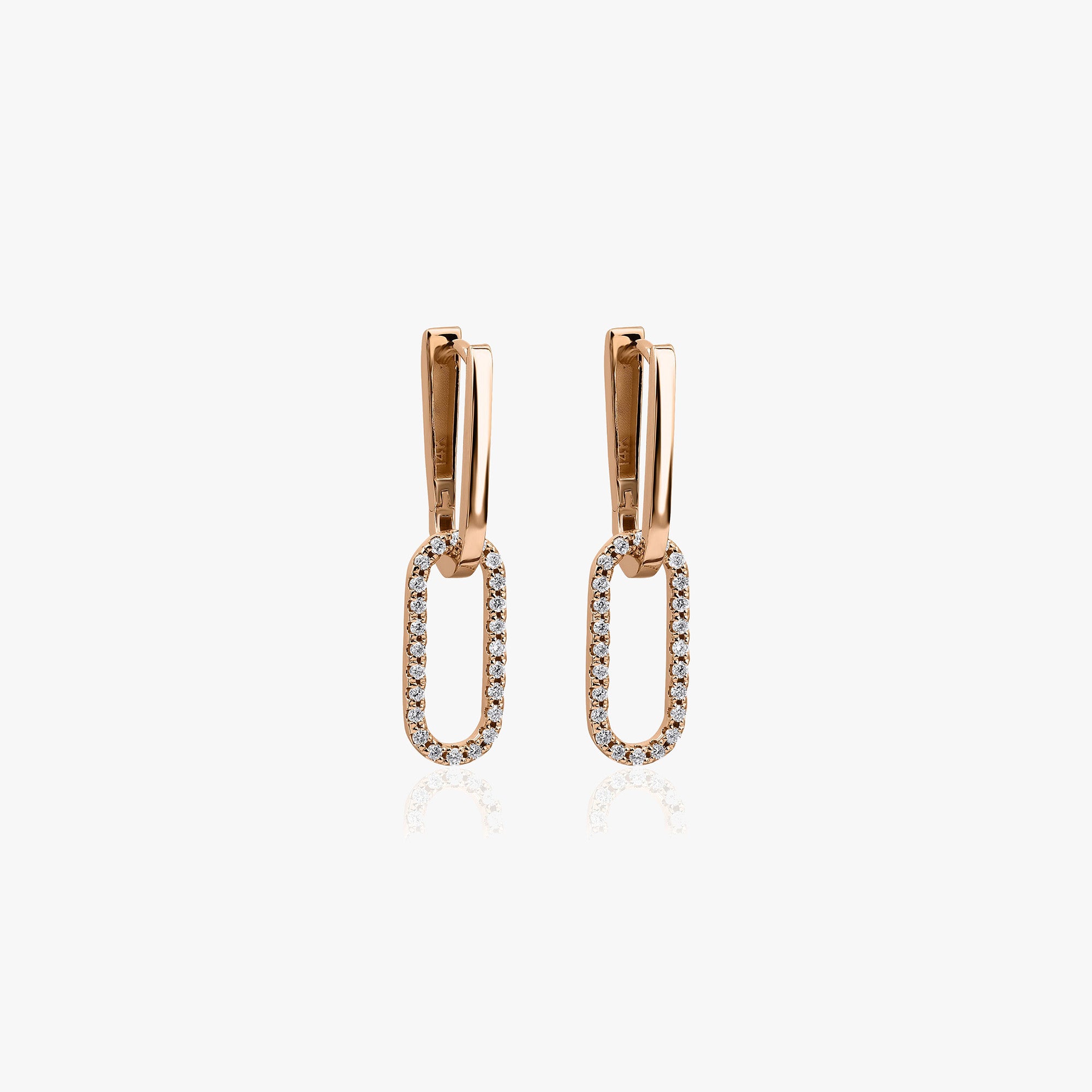 Diamond Link Earrings Available in 14K and 18K Gold