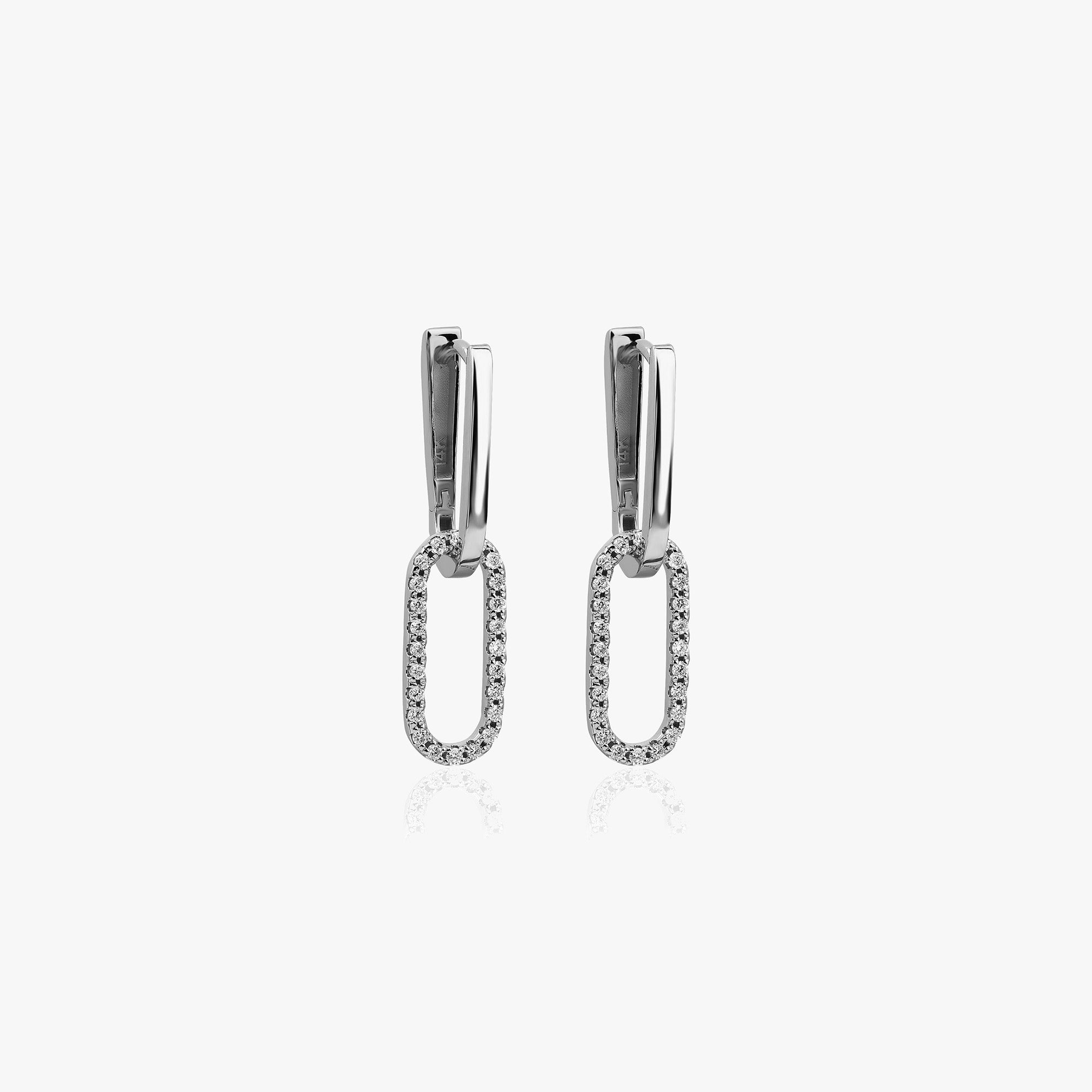 Diamond Link Earrings Available in 14K and 18K Gold