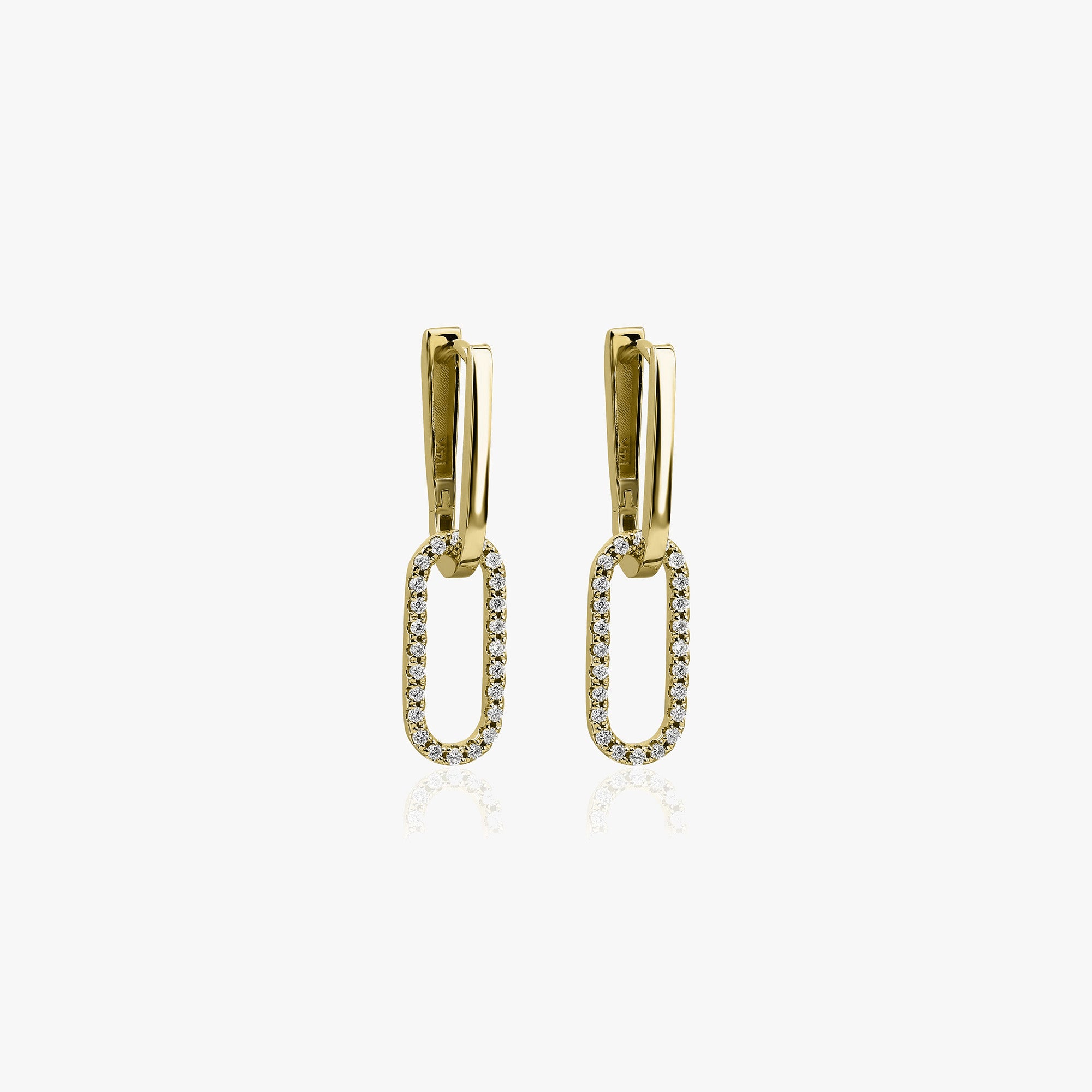 Diamond Link Earrings Available in 14K and 18K Gold
