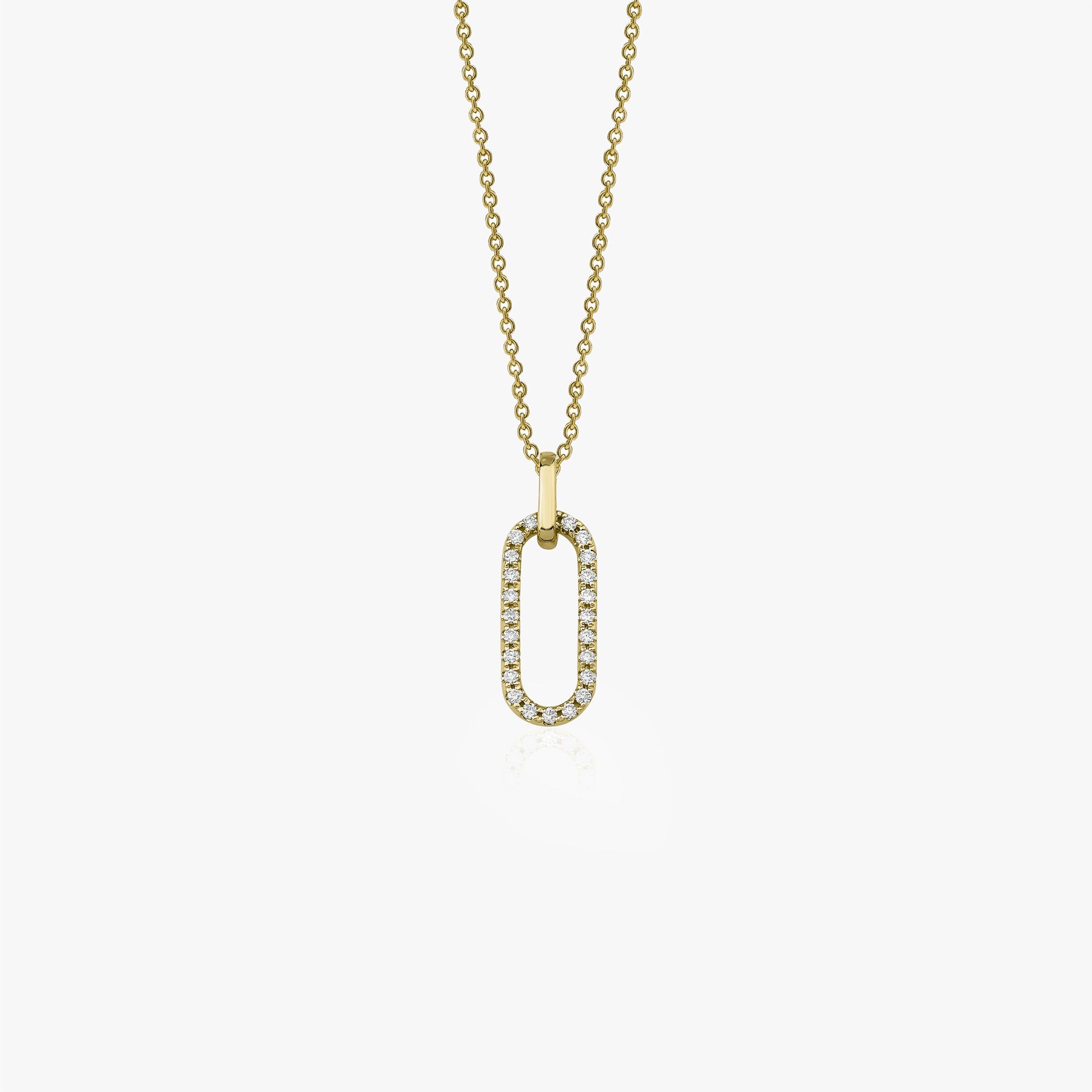 Pave Link Necklace in 14K/18K Solid Gold