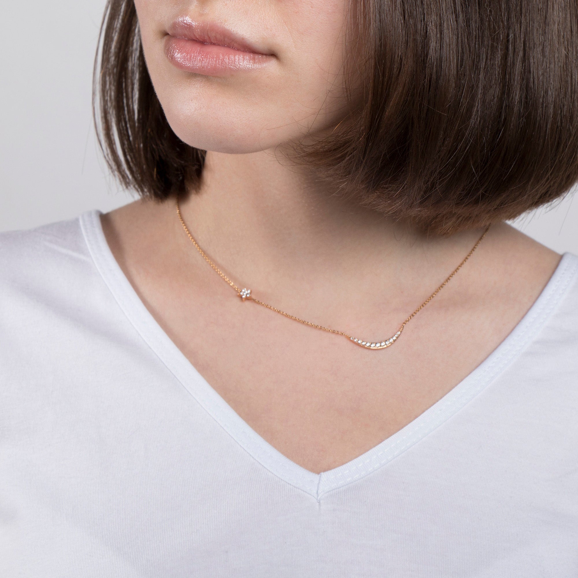 Moon and Star Necklace in 14K Gold