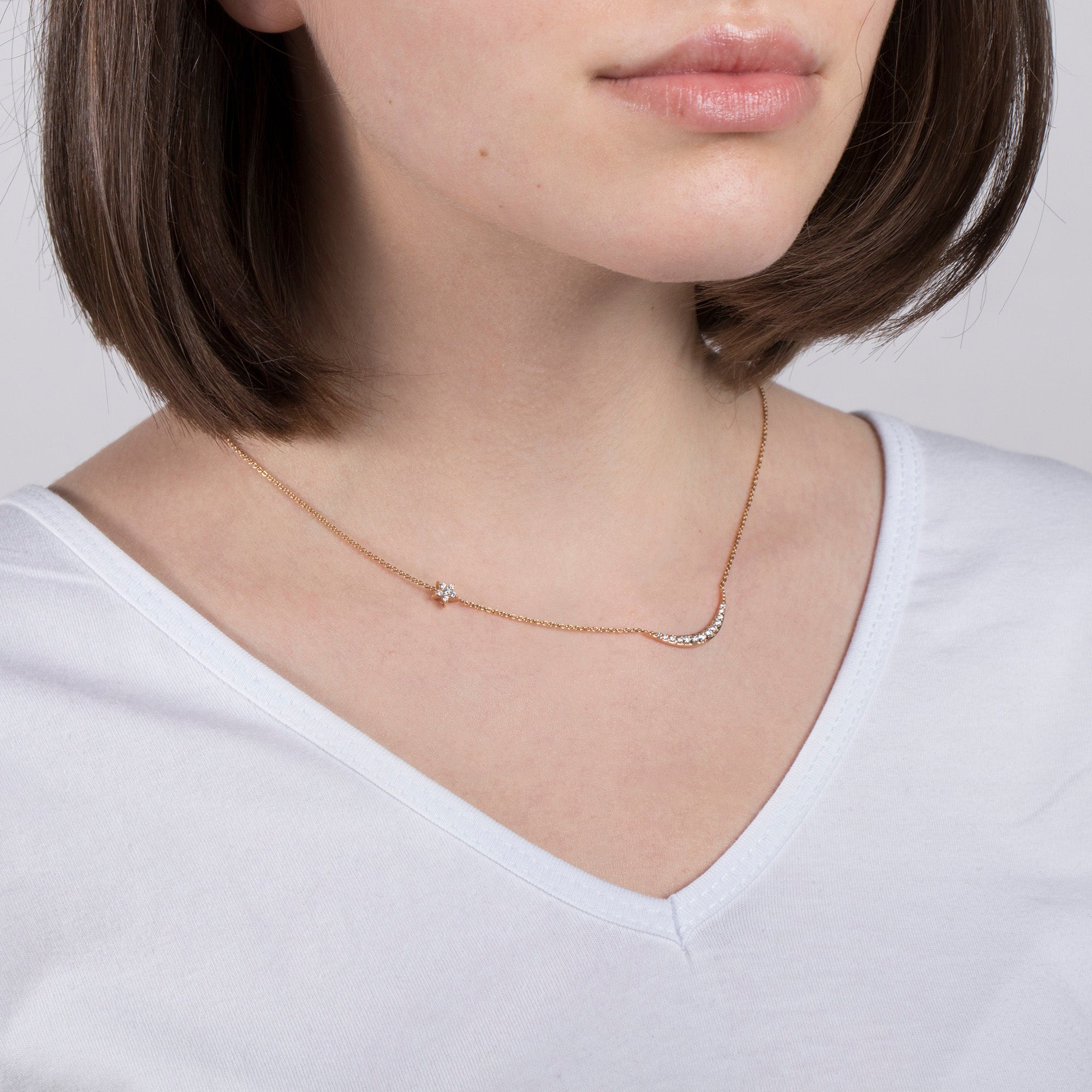 Moon and Star Necklace in 14K Gold