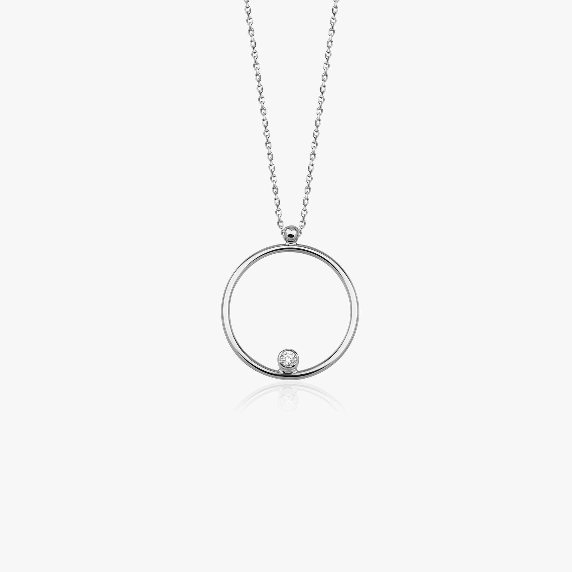 Open Diamond Circle Necklace in 14K Gold
