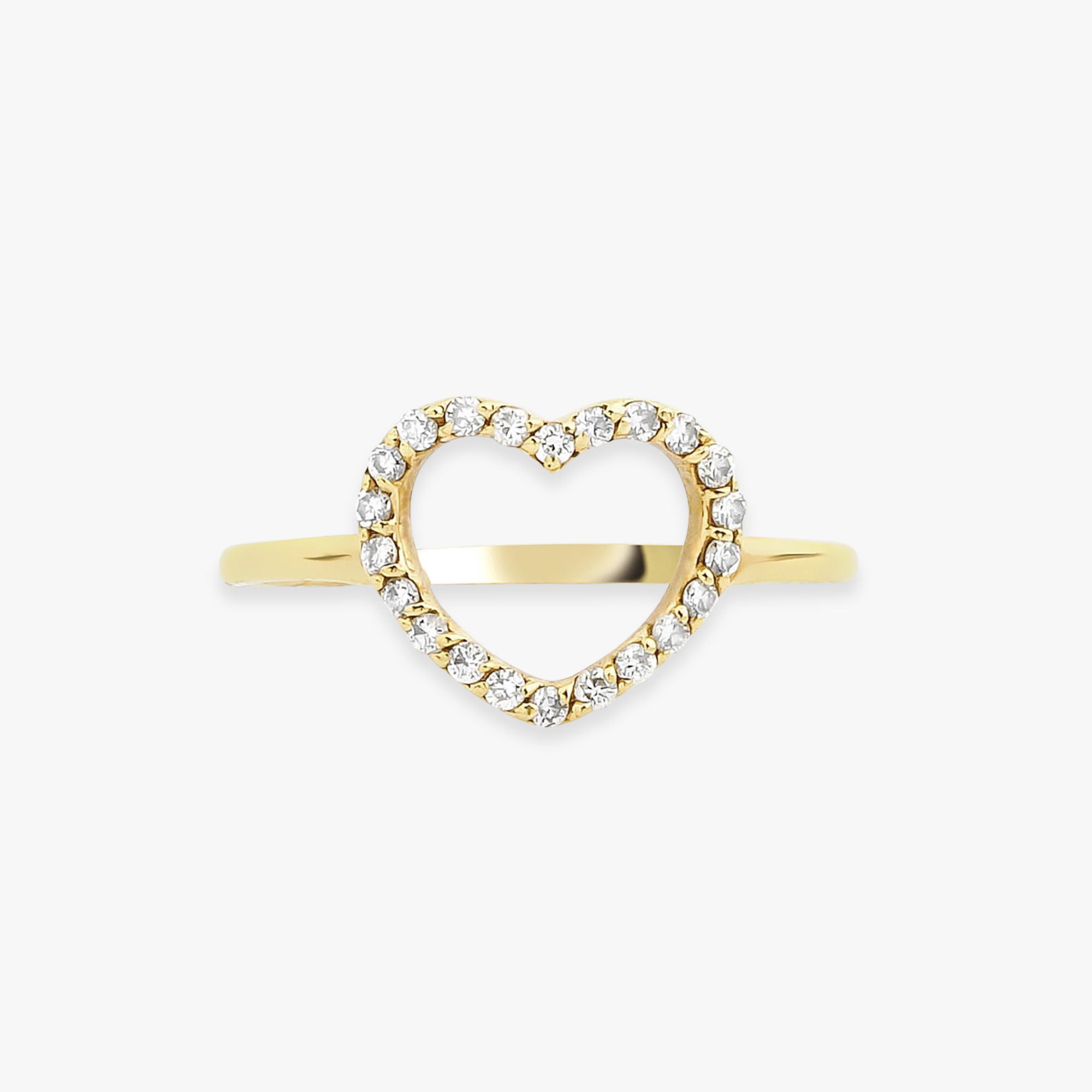 Diamond Open Heart Ring in 18K Gold