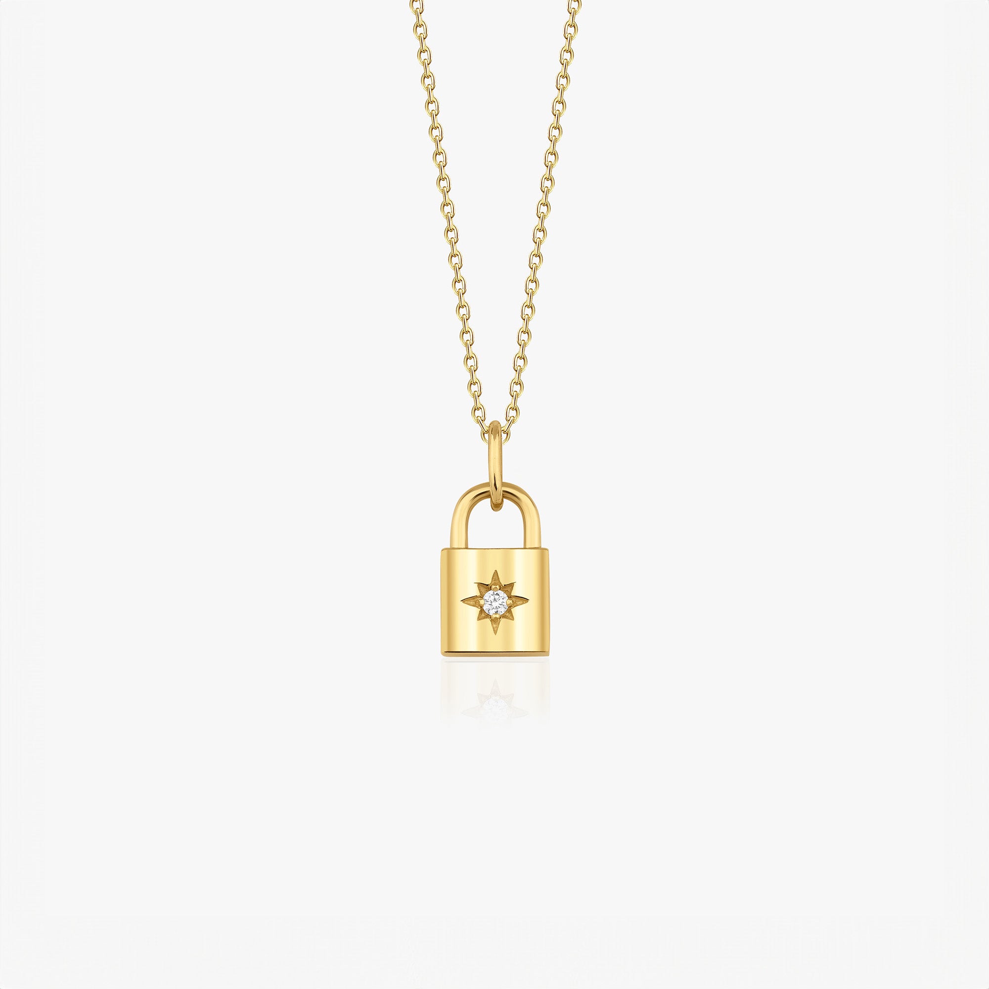 Diamond Padlock Necklace in 14K Gold