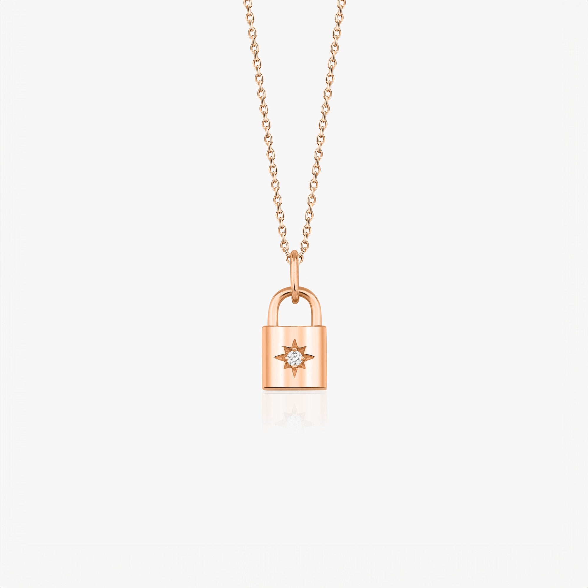 Diamond Padlock Necklace in 14K Gold