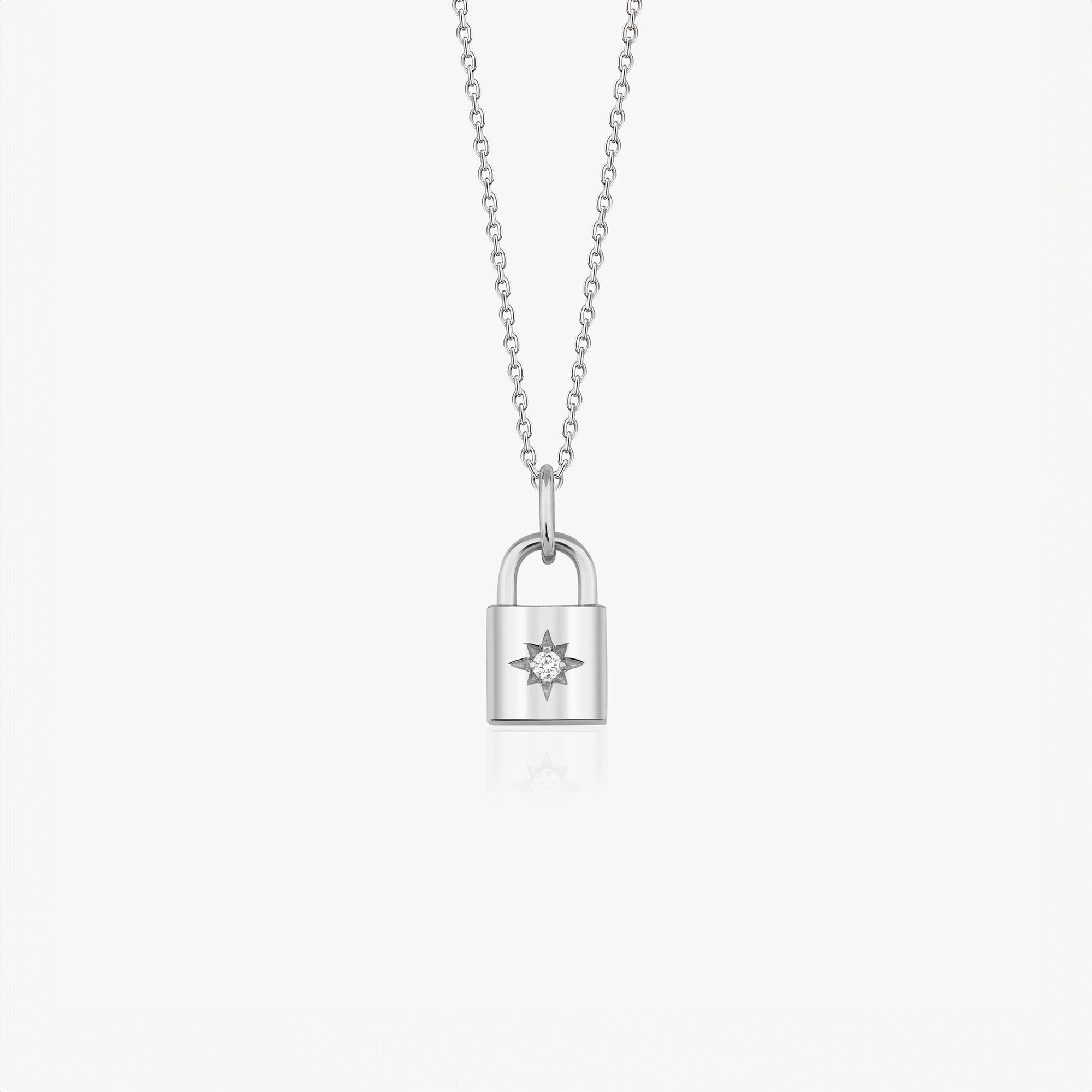 Diamond Padlock Necklace in 14K Gold