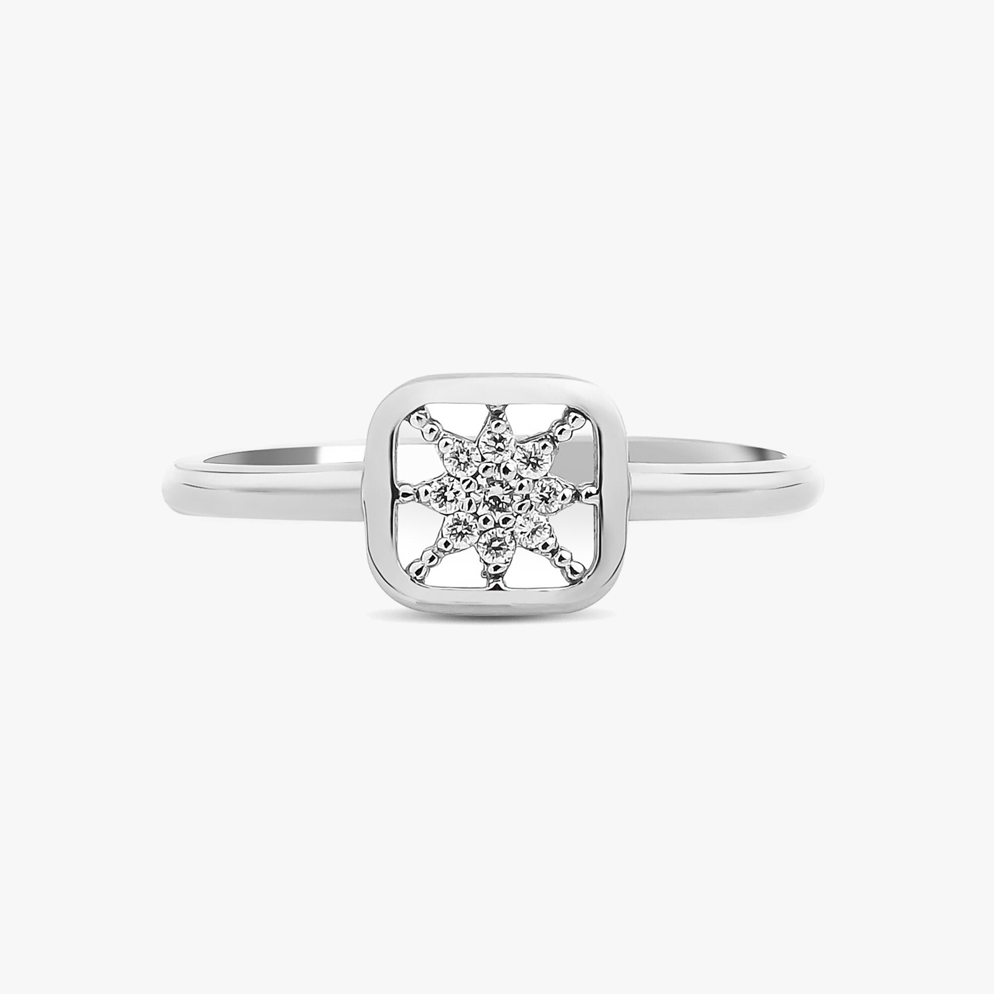Mini Diamond Starburst Ring in 14K Gold