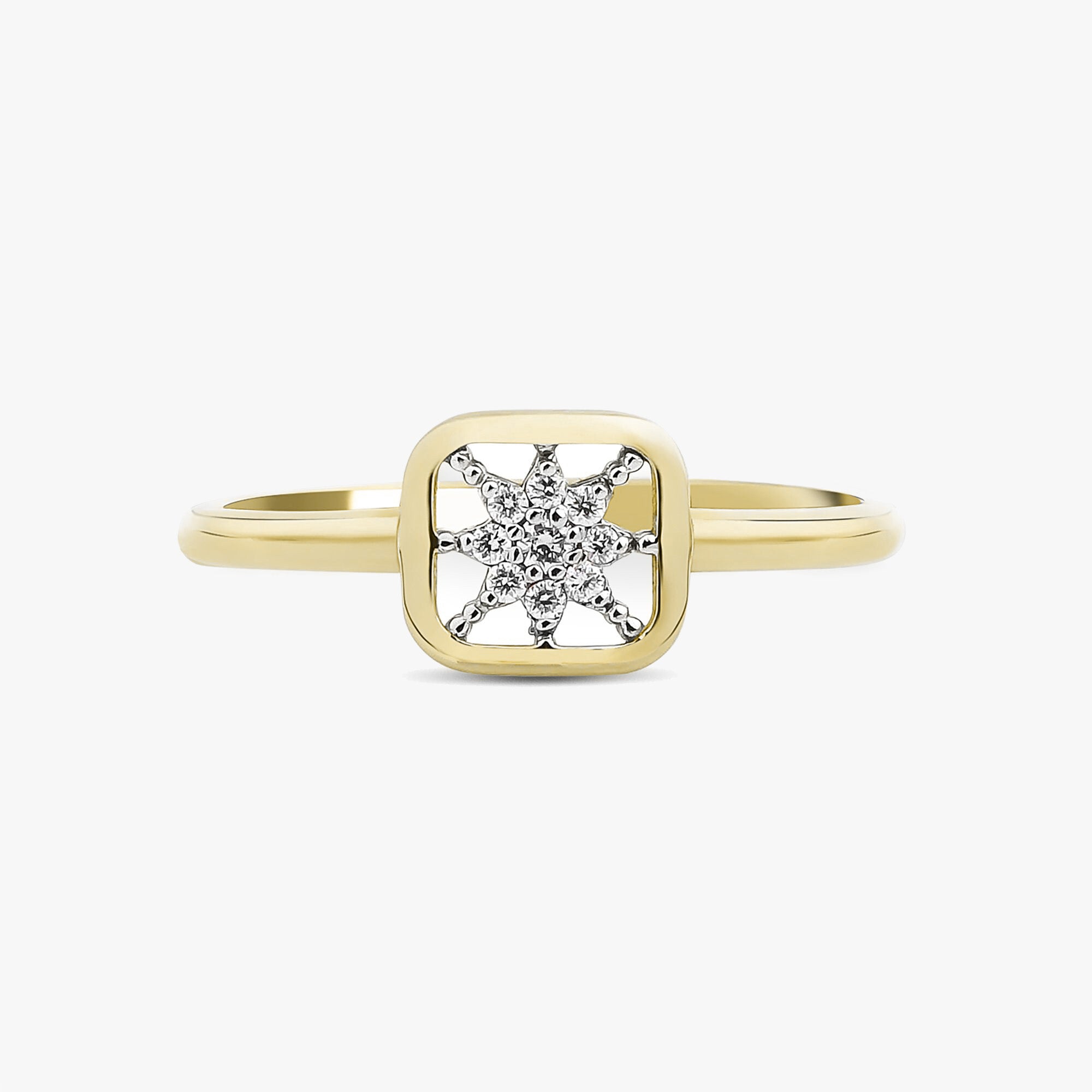 Mini Diamond Starburst Ring in 14K Gold