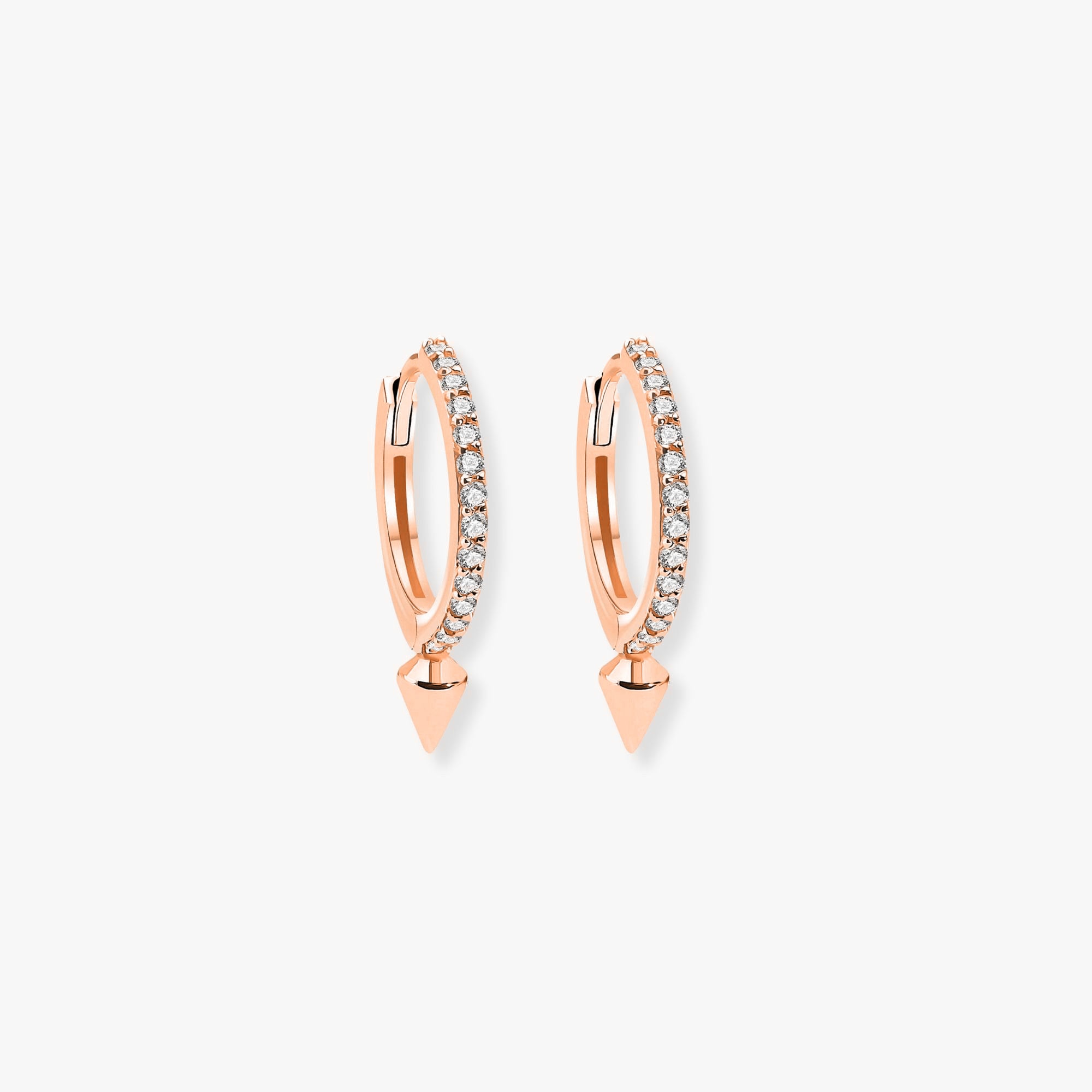 Diamond Spike Hoops in 14K Gold