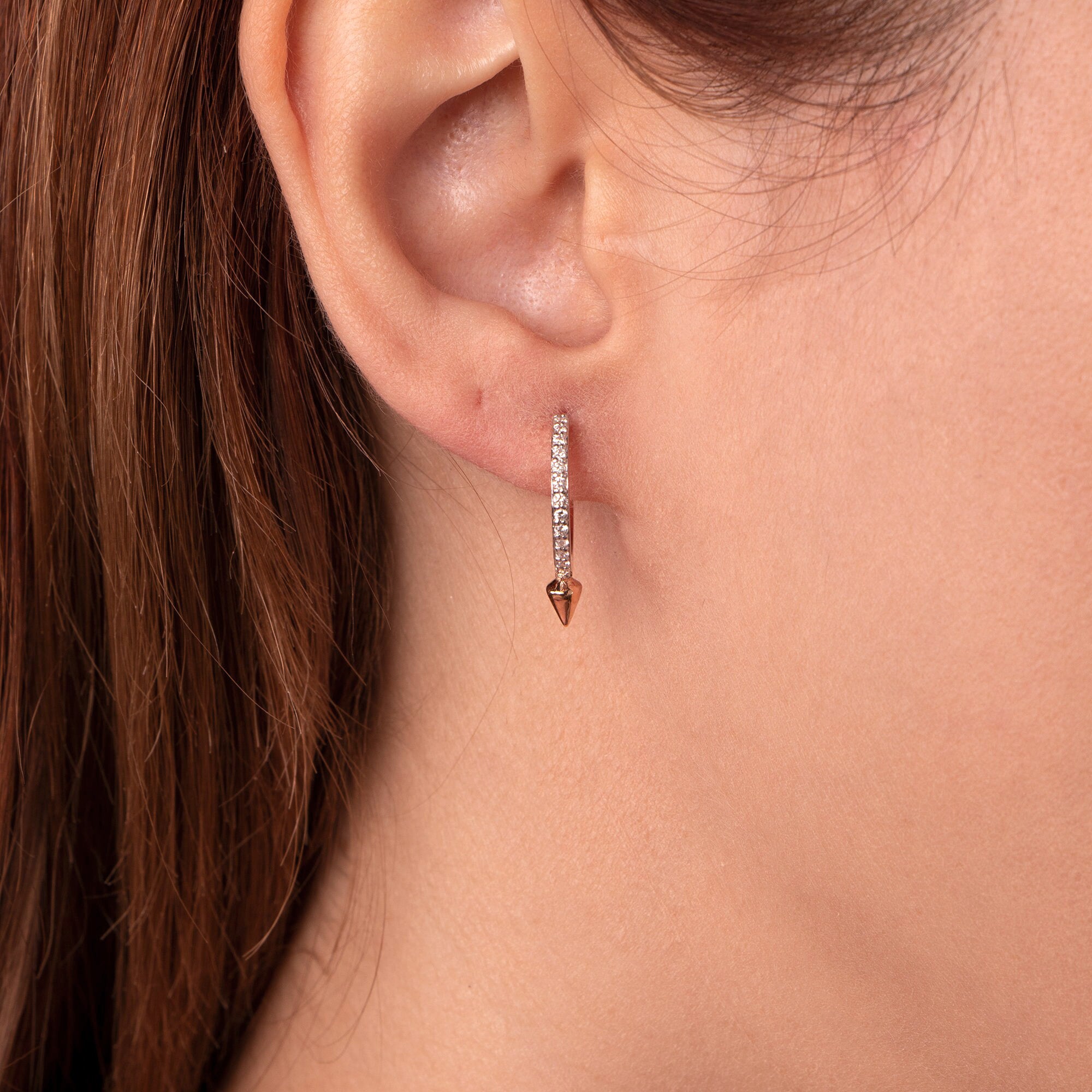 Diamond Spike Hoops in 14K Gold
