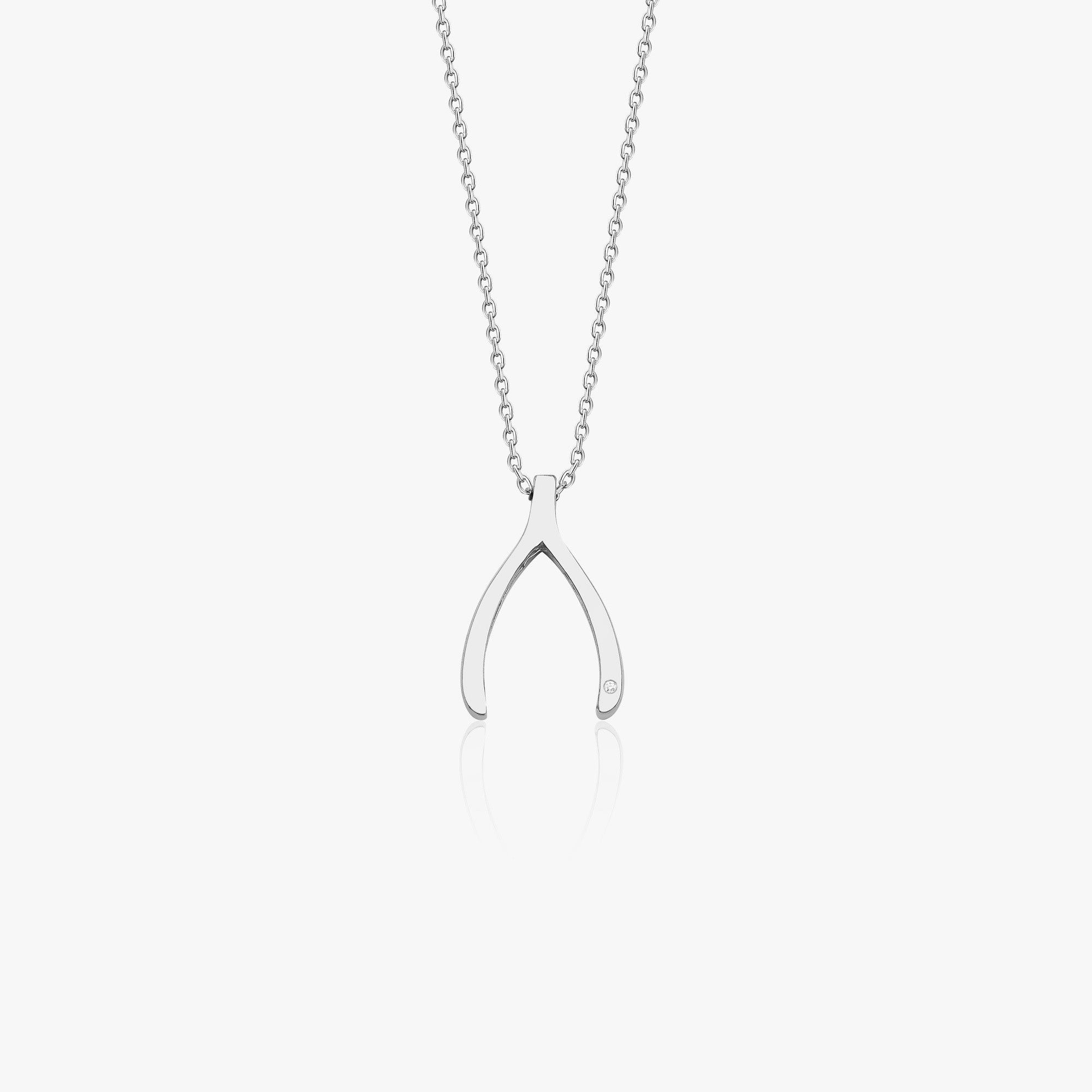 Diamond Wishbone Necklace in 14K Gold