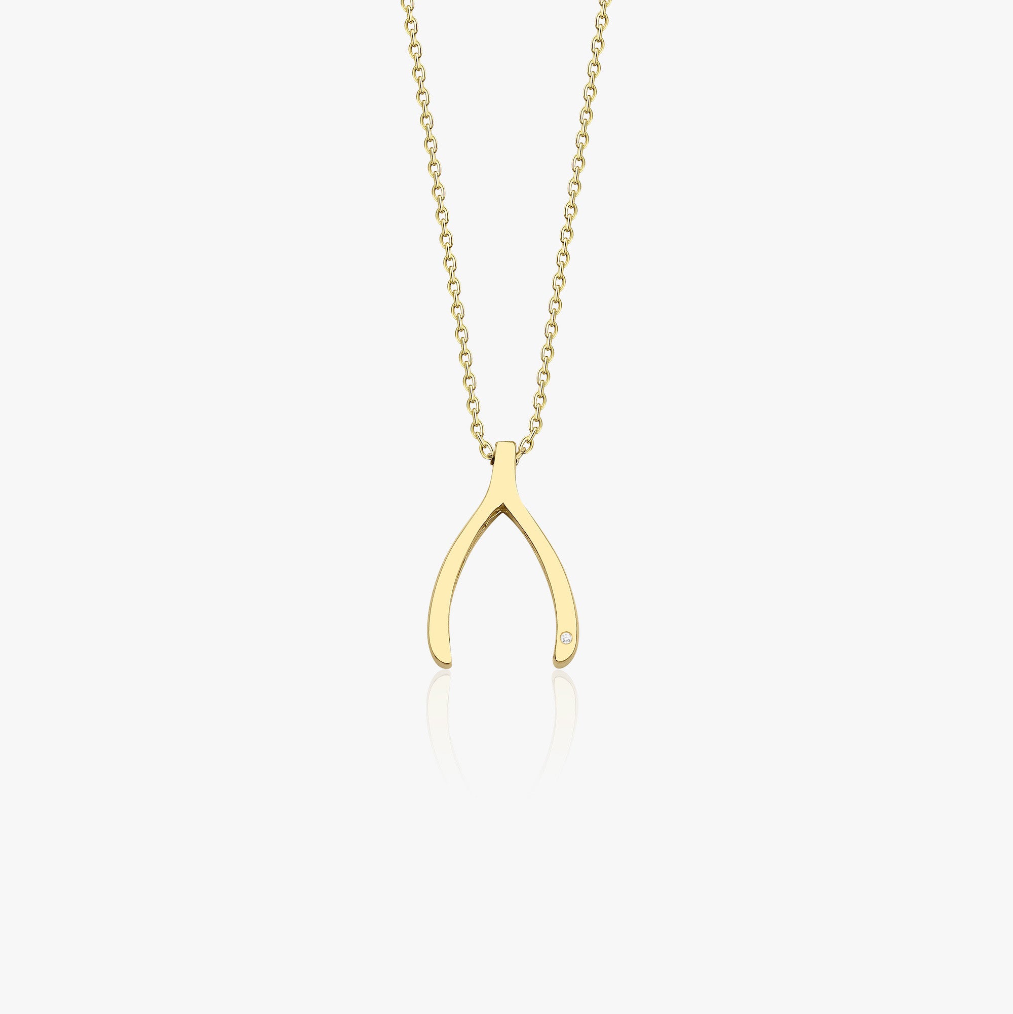 Diamond Wishbone Necklace in 14K Gold