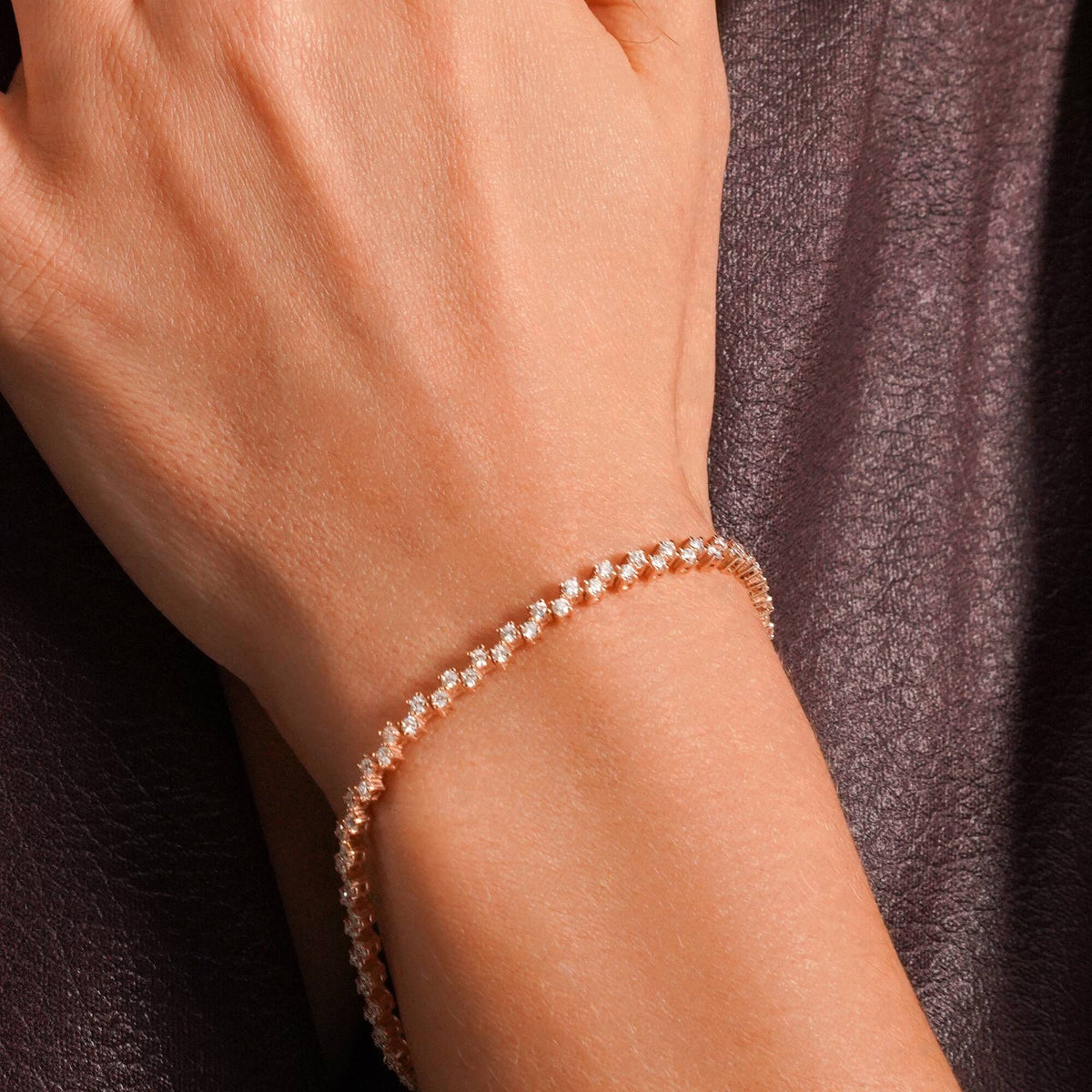Diamond Zigzag Tennis Bracelet in 14K Gold