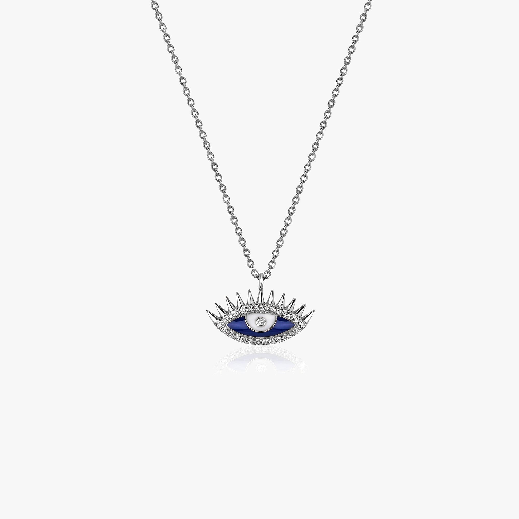 Diamond Blue Eye Necklace Available in 14K and 18K Gold