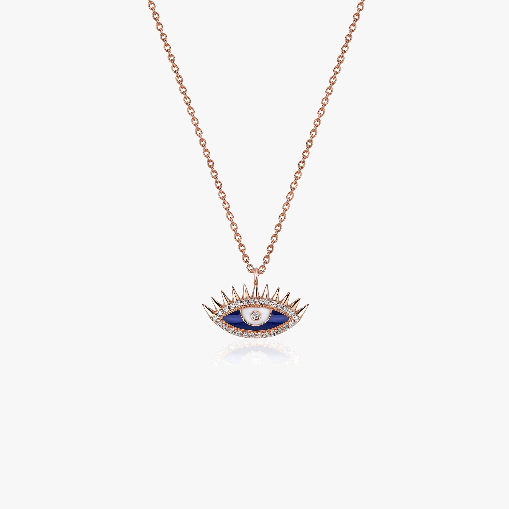 Diamond Blue Eye Necklace Available in 14K and 18K Gold