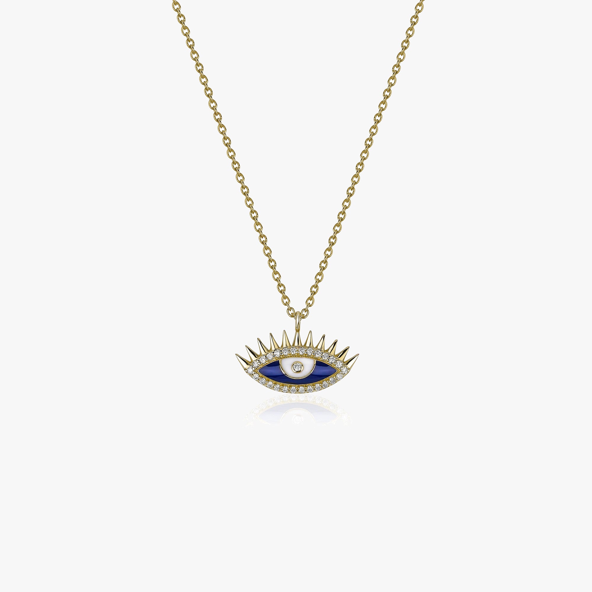 Diamond Blue Eye Necklace Available in 14K and 18K Gold