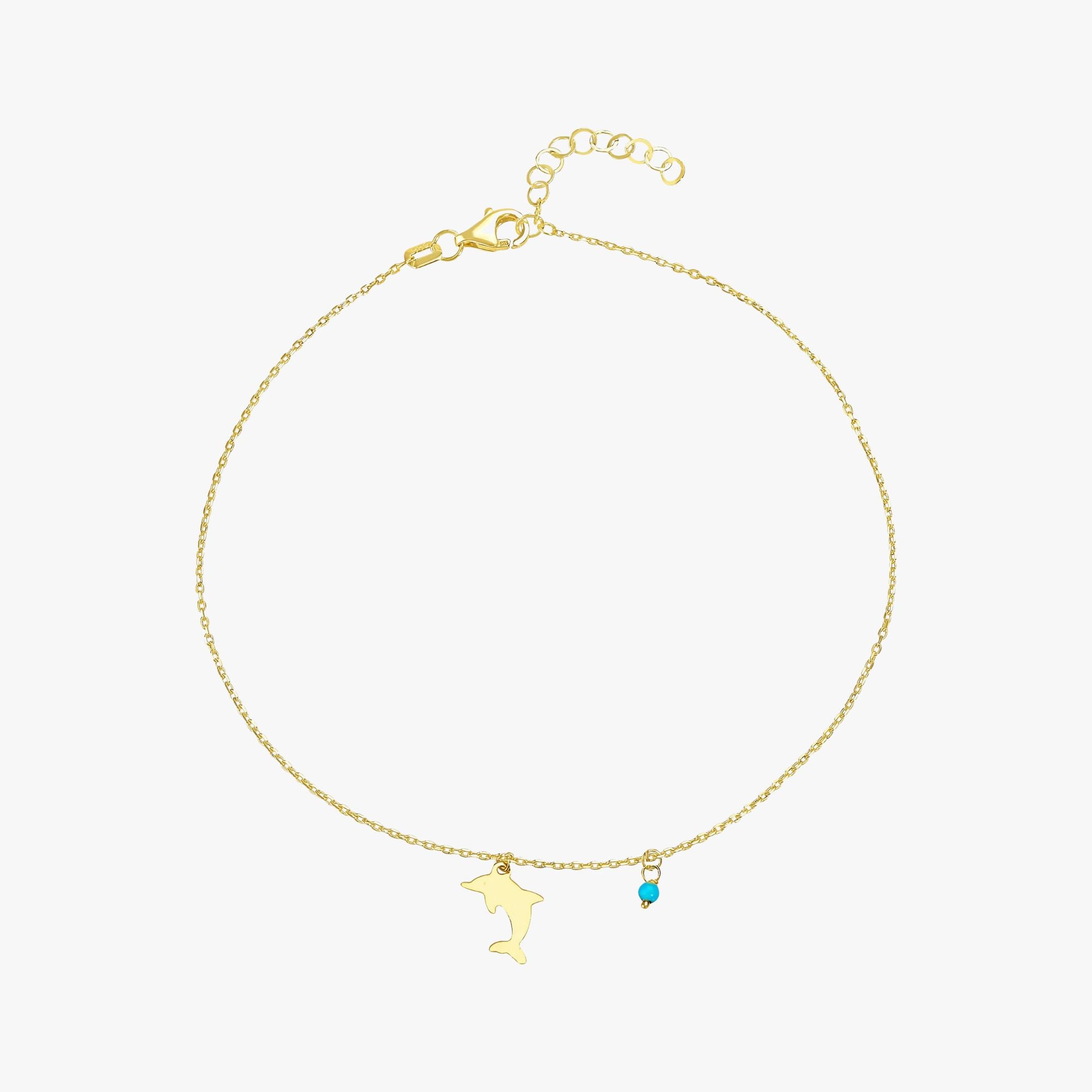Dolphin Anklet in 14K Gold