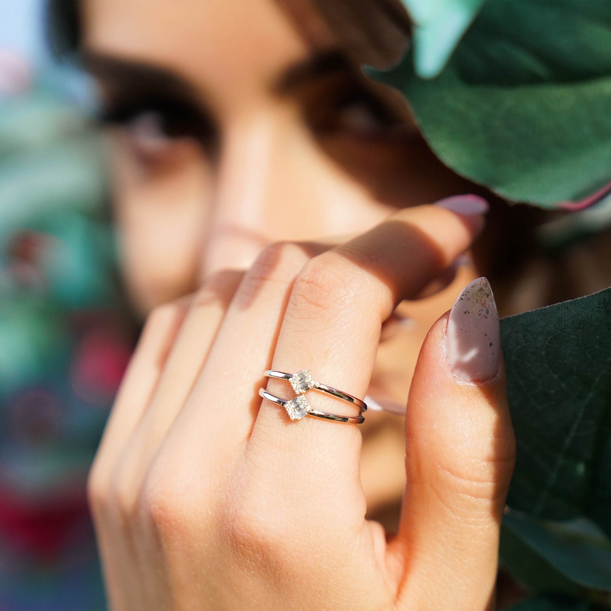 Double Baguette Ring in 14K Gold