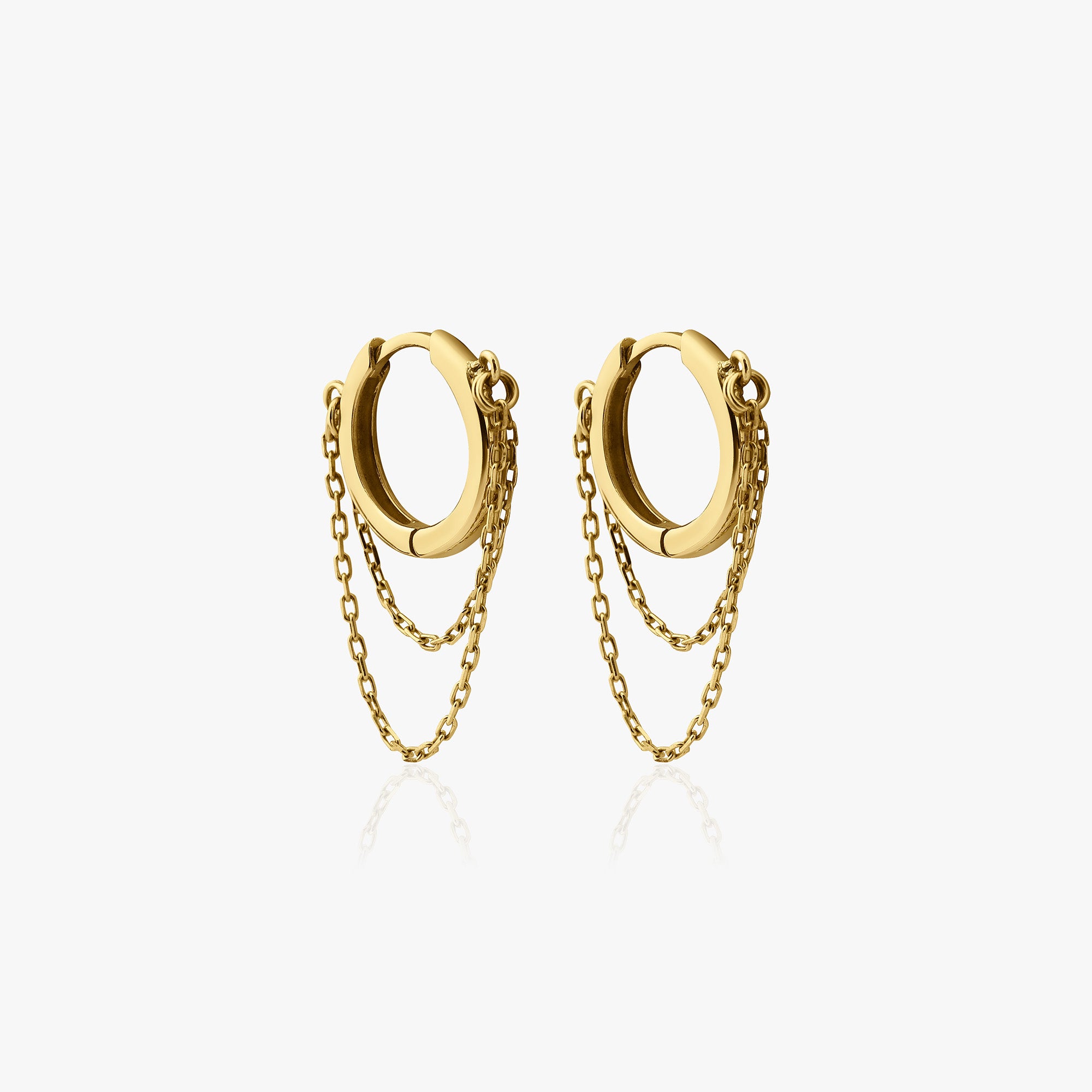 Double Chain Hoops in 14K Gold