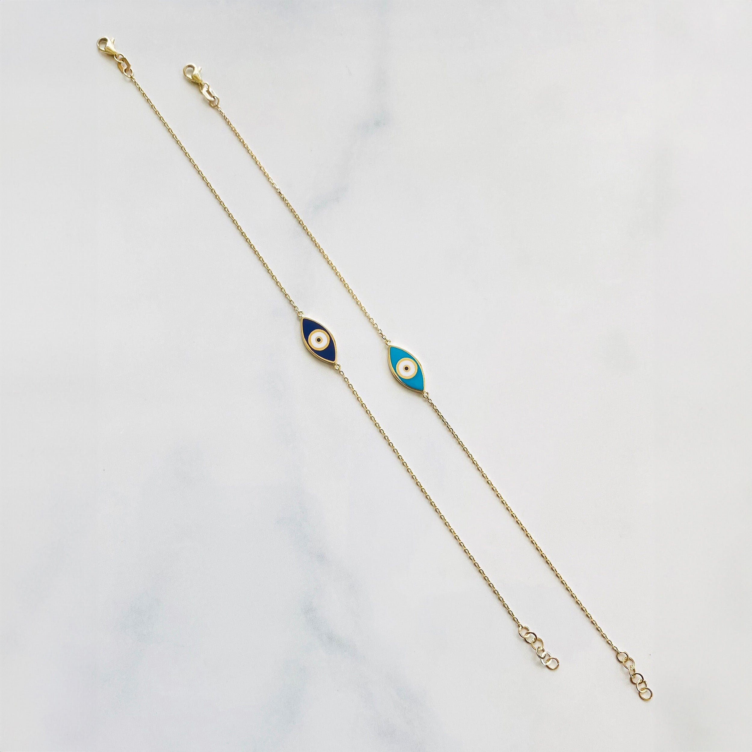 Double Sided Evil Eye Bracelet in 14K Gold