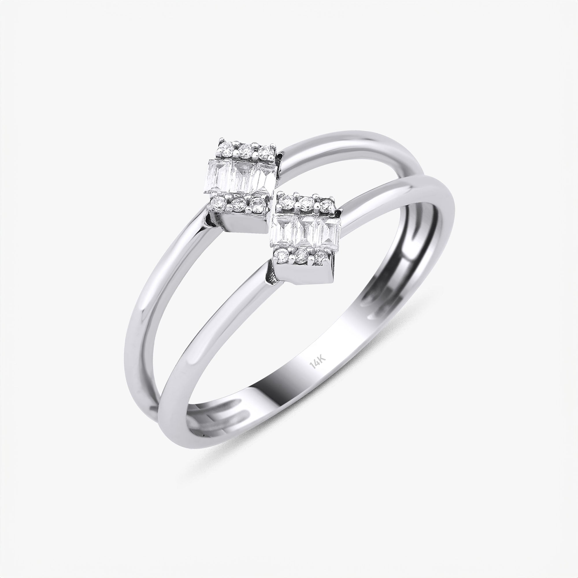 Double Baguette Ring in 14K Gold