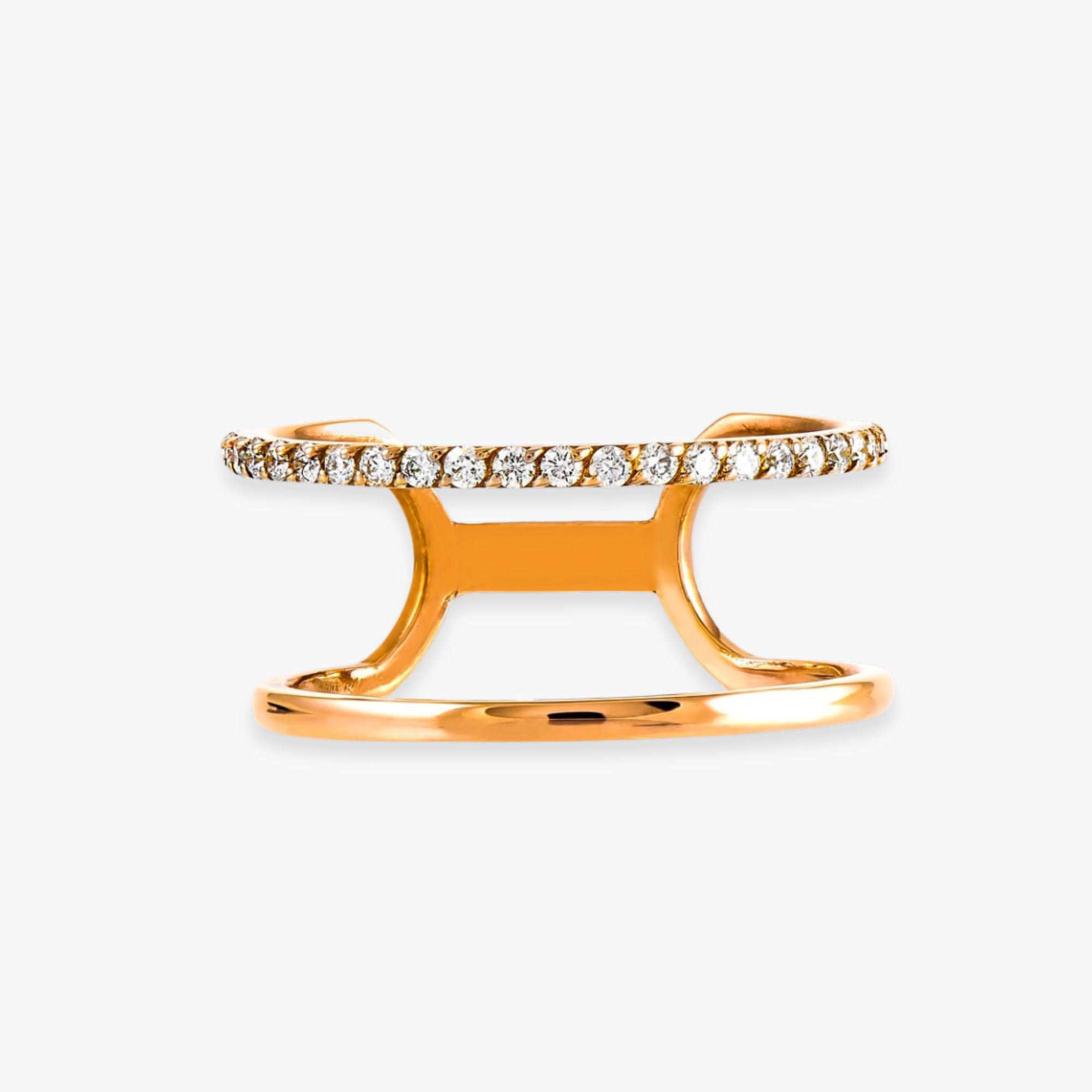 Double Diamond Band Ring in 18K Gold