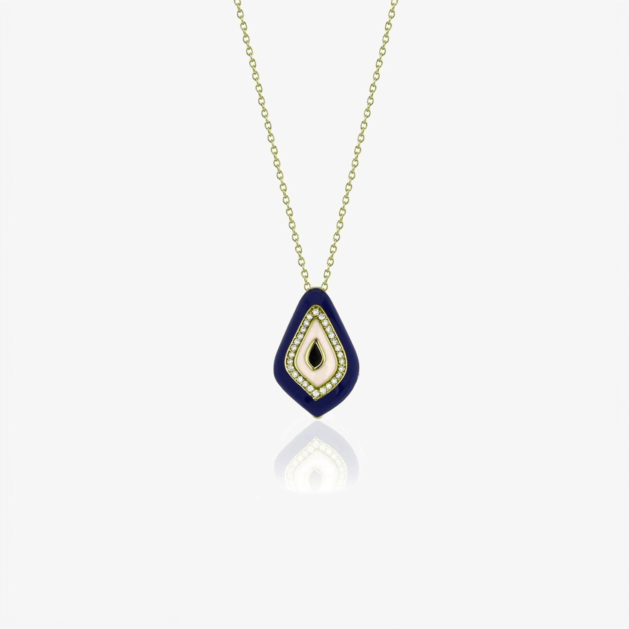 Dreaming Diamond Evil Eye Necklace in 18K Gold