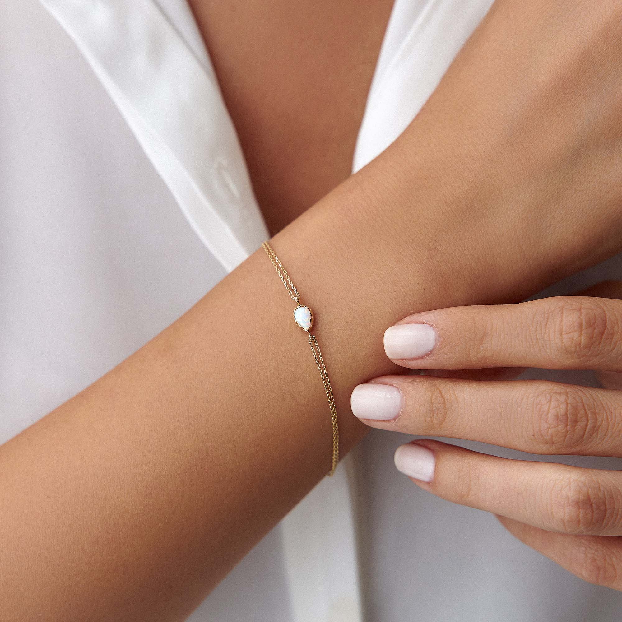 Mini Drop Opal Bracelet in 14K Gold