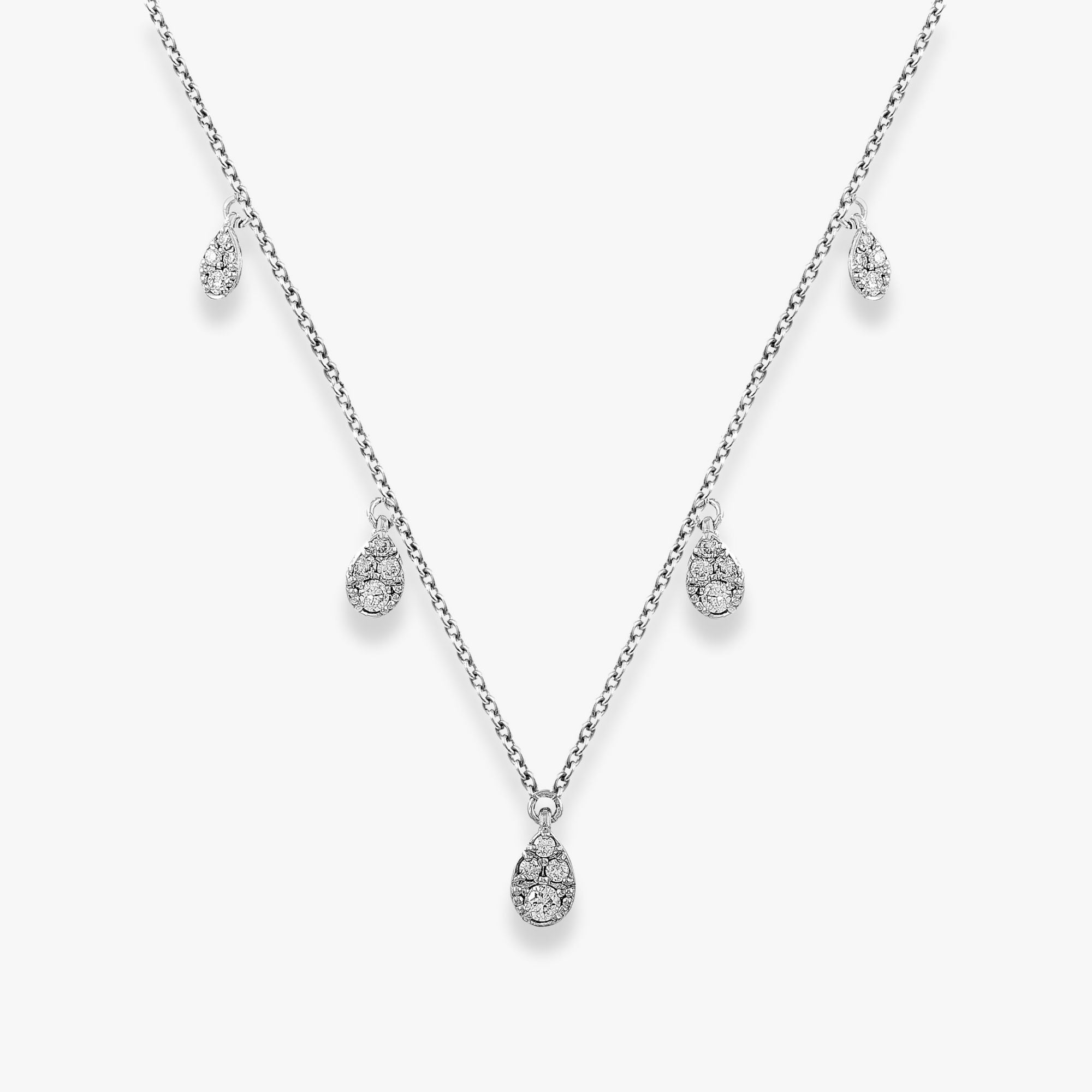 Diamond Drop Station Necklace in 18K Gold