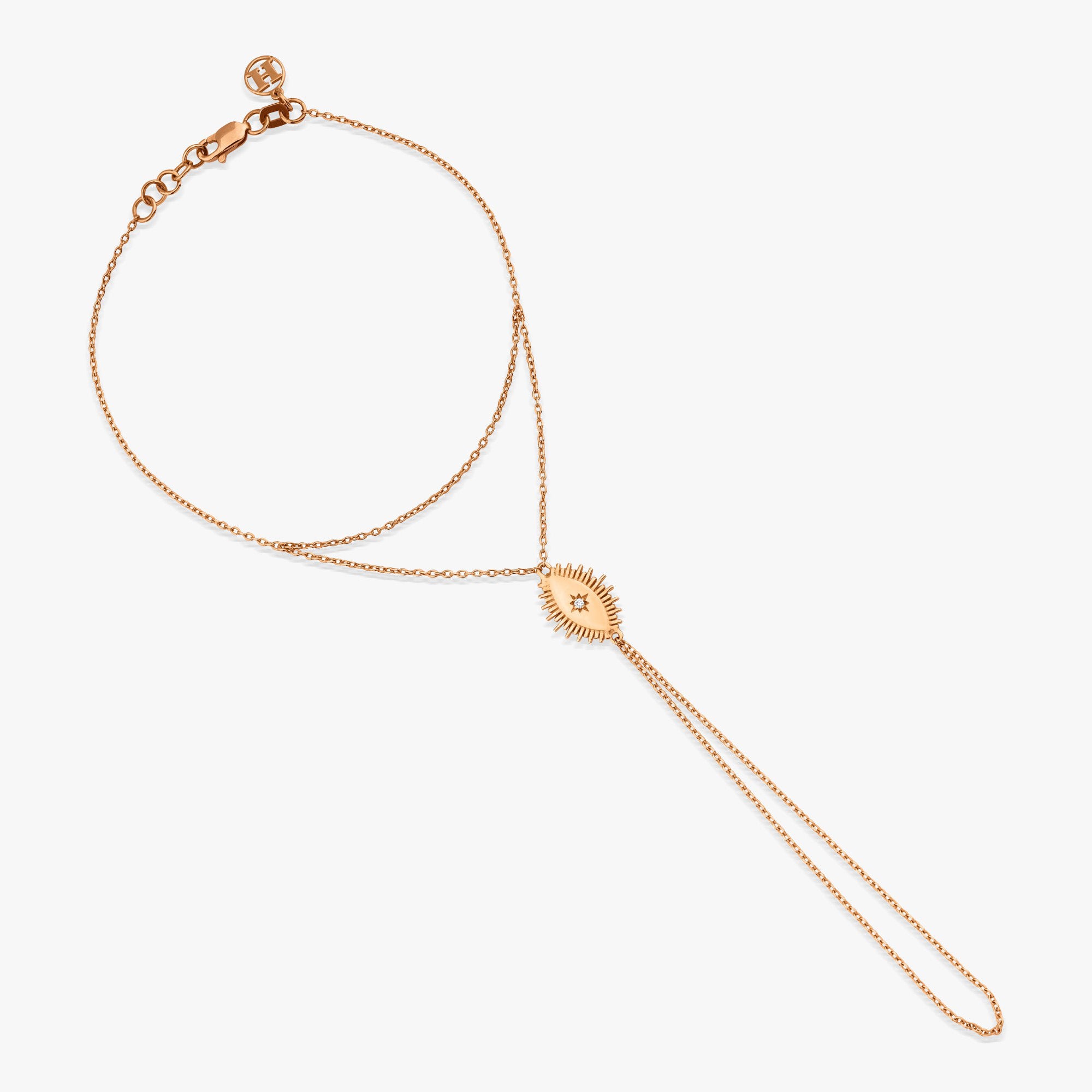 Diamond Eclipse Hand Chain Bracelet in 14K Gold