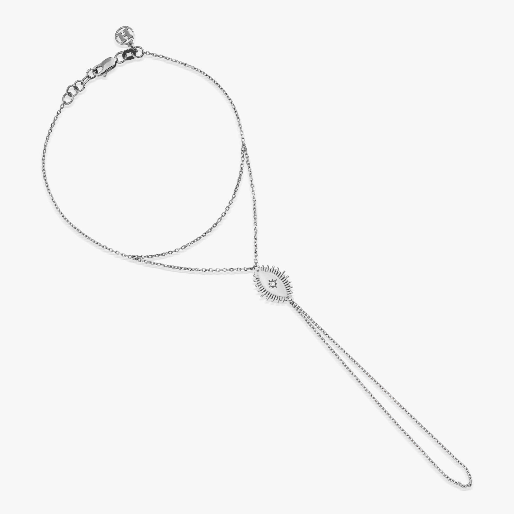 Diamond Eclipse Hand Chain Bracelet in 14K Gold