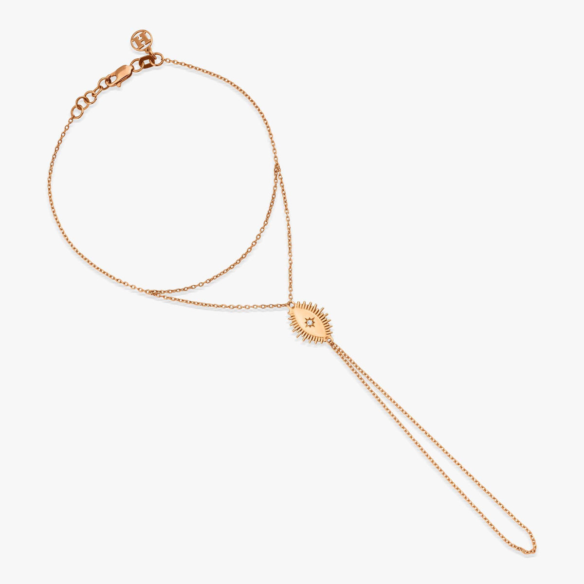 Diamond Eclipse Hand Chain Bracelet in 14K Gold