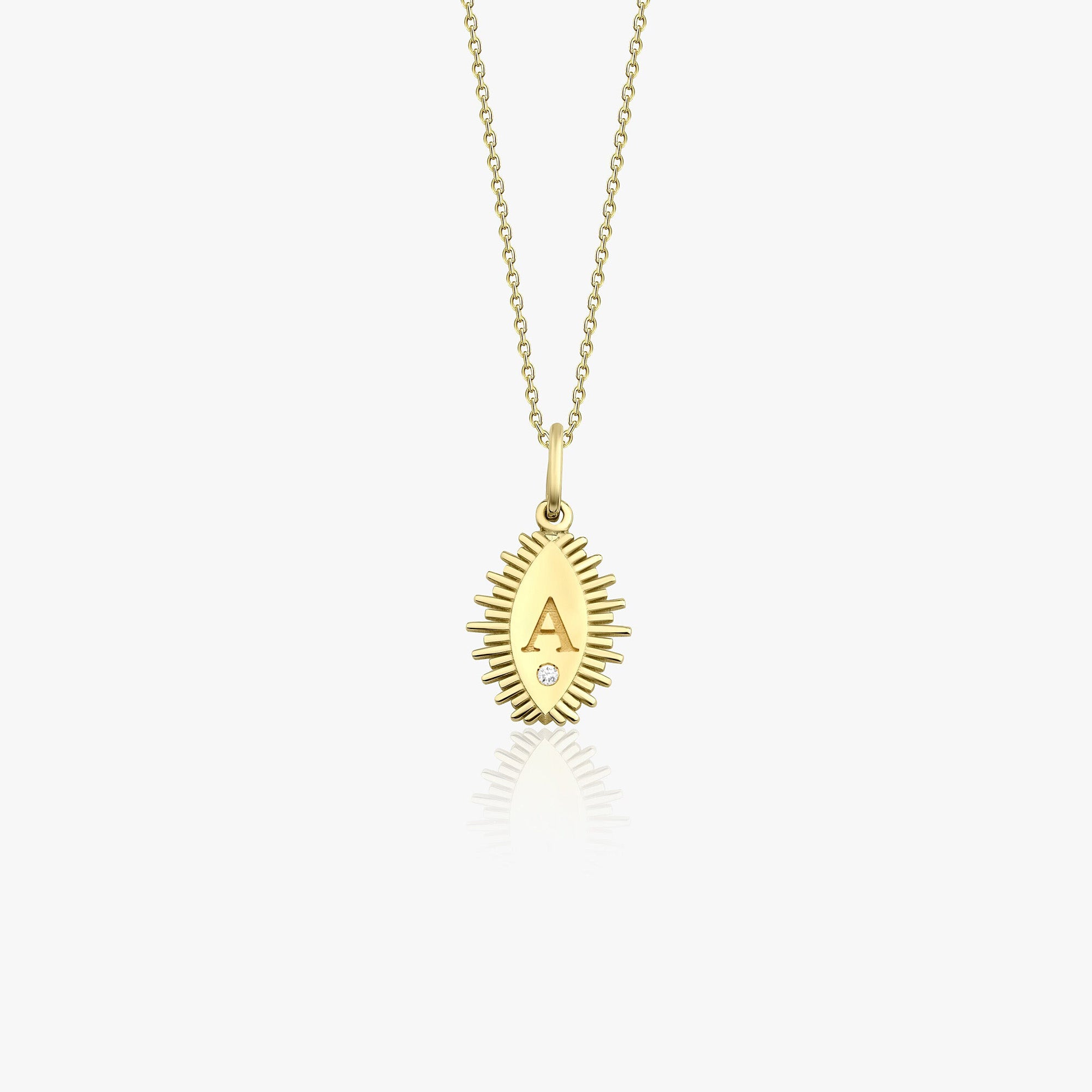 Mini Birthstone Eclipse Initial Necklace in 14K Gold