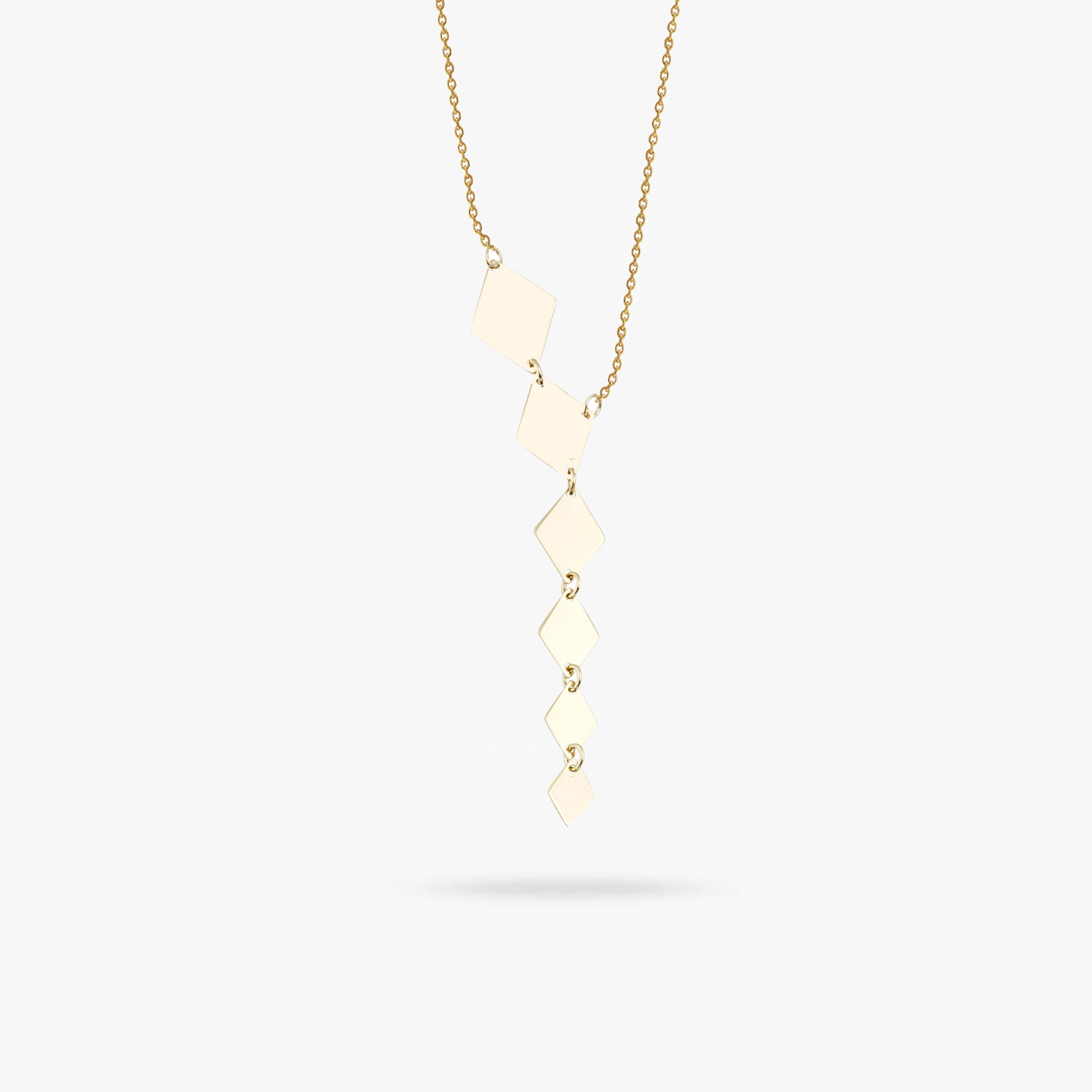 Golden Dangle Lariat Necklace in 14K Gold
