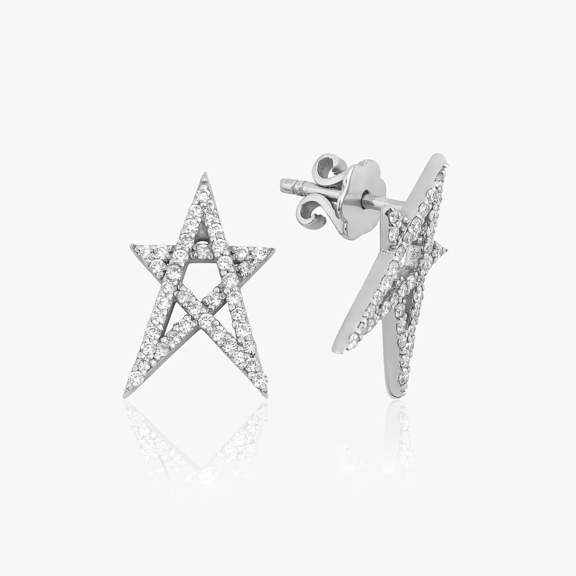 Elongated Diamond Star Studs Available in 14K and 18K Gold