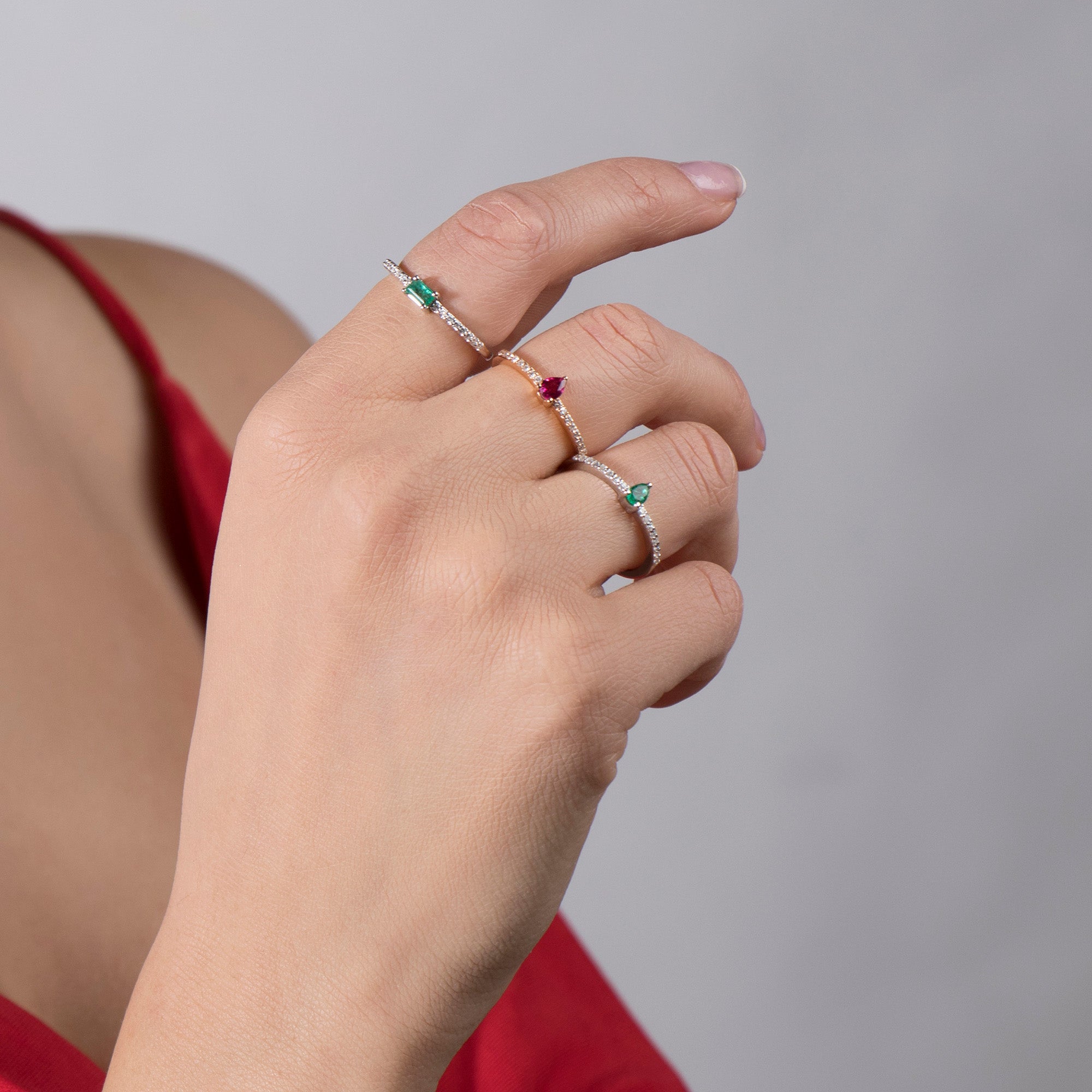 Baguette Emerald Half Eternity Ring in 14K Gold