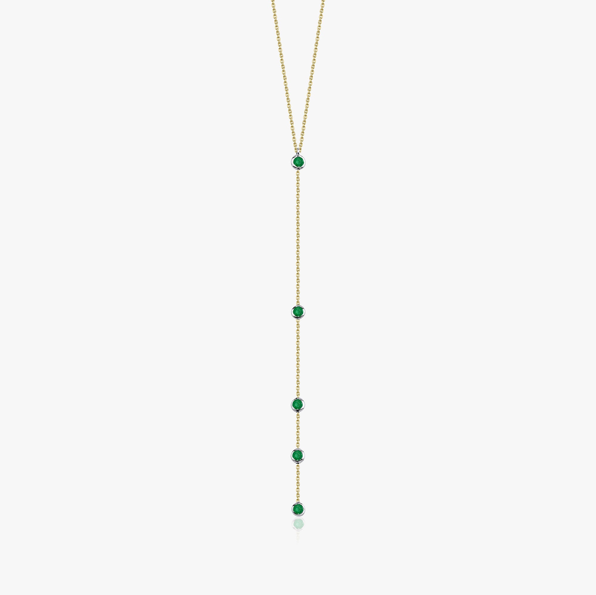 Emerald Lariat Necklace Available in 14K and 18K Gold
