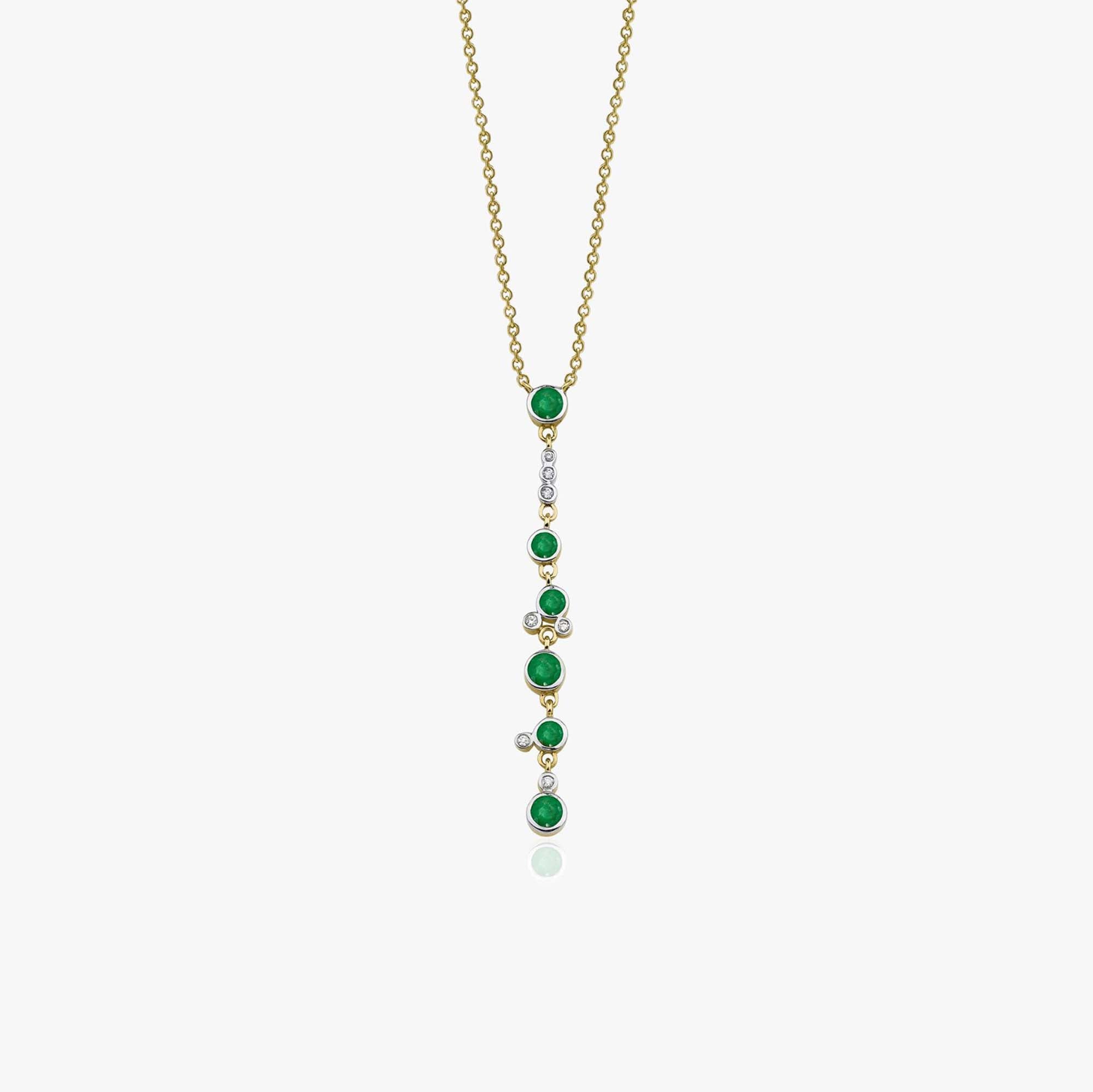 Emerald Waterfall Lariat Necklace in 14K Gold