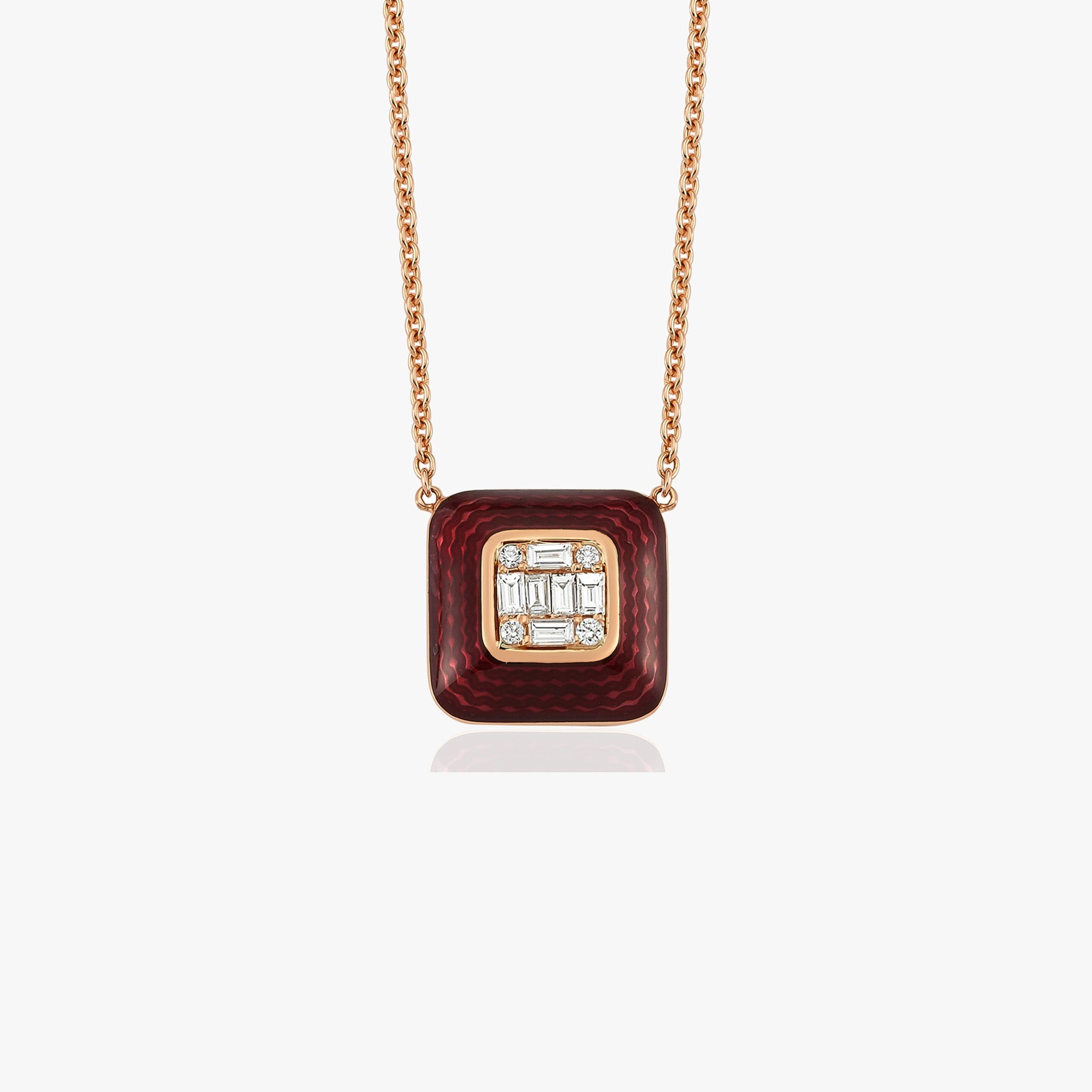 Classic Enamel and Diamond Necklace in 18K Gold