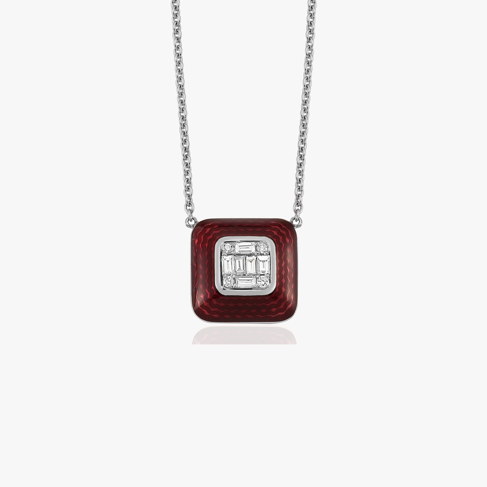 Classic Enamel and Diamond Necklace in 18K Gold