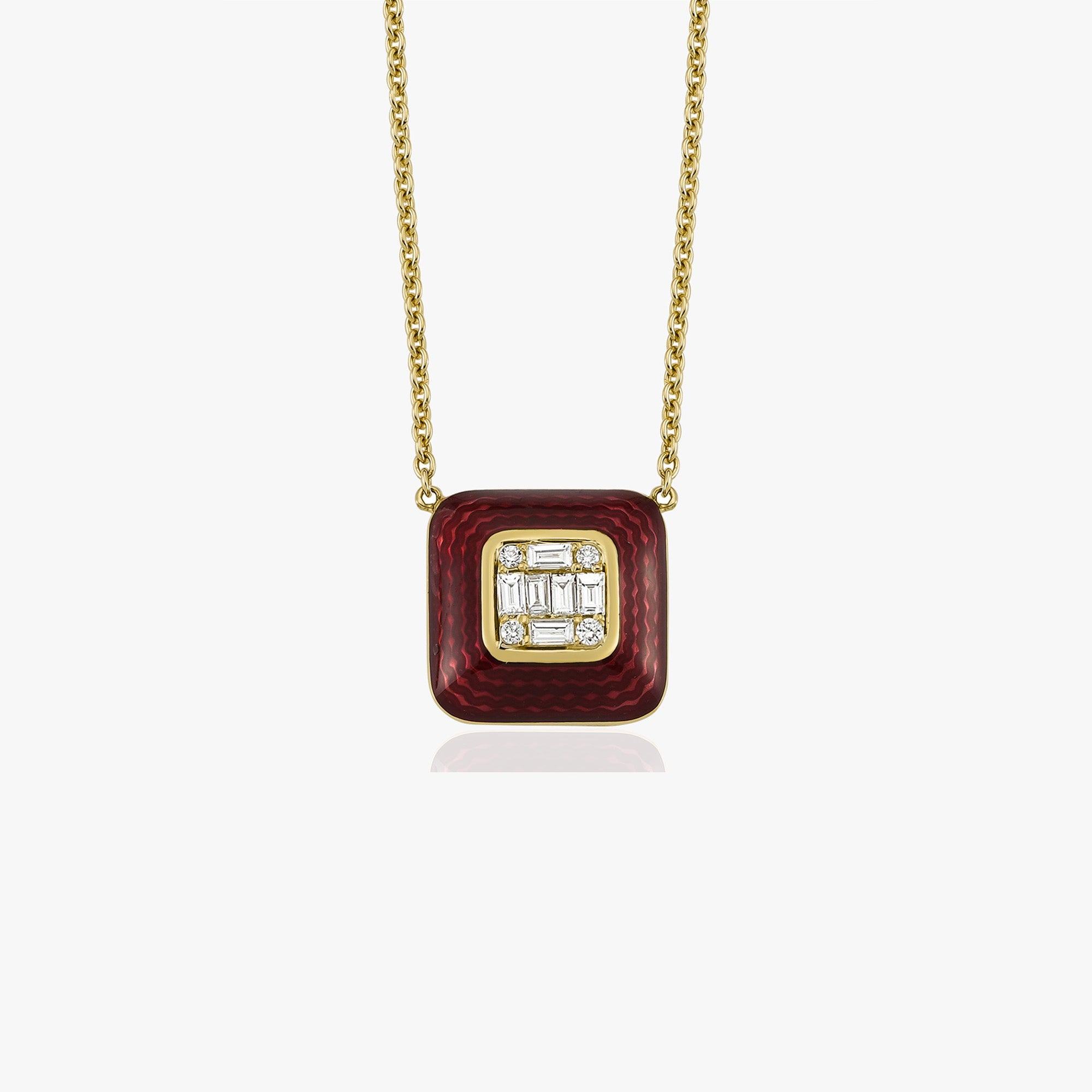 Classic Enamel and Diamond Necklace in 18K Gold